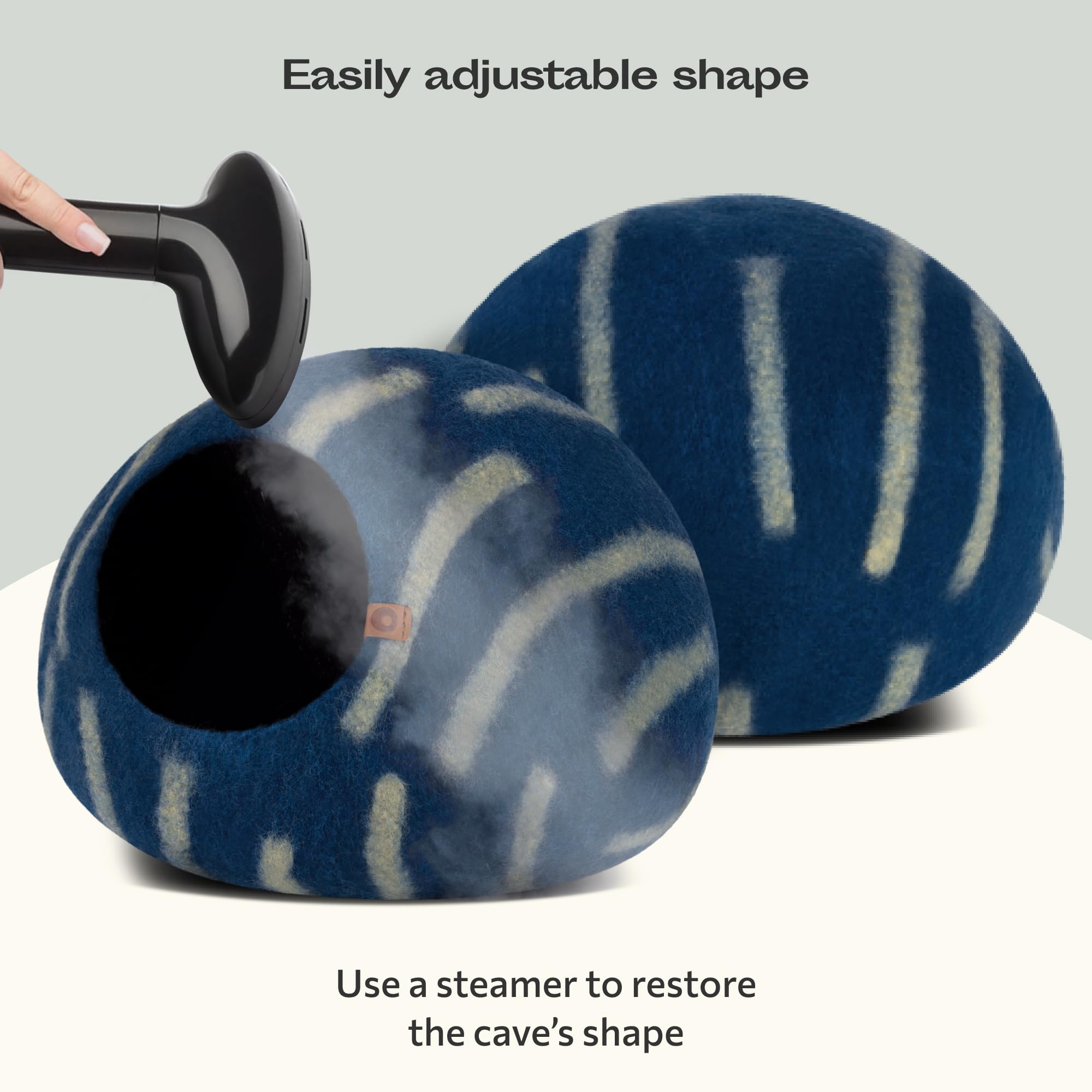 Meowfia Cat Cave - Premium Felt Cat Bed For Indoor Cats, Handmade 100% Merino Wool (Vivid Shades) (Medium, Deep Azure)