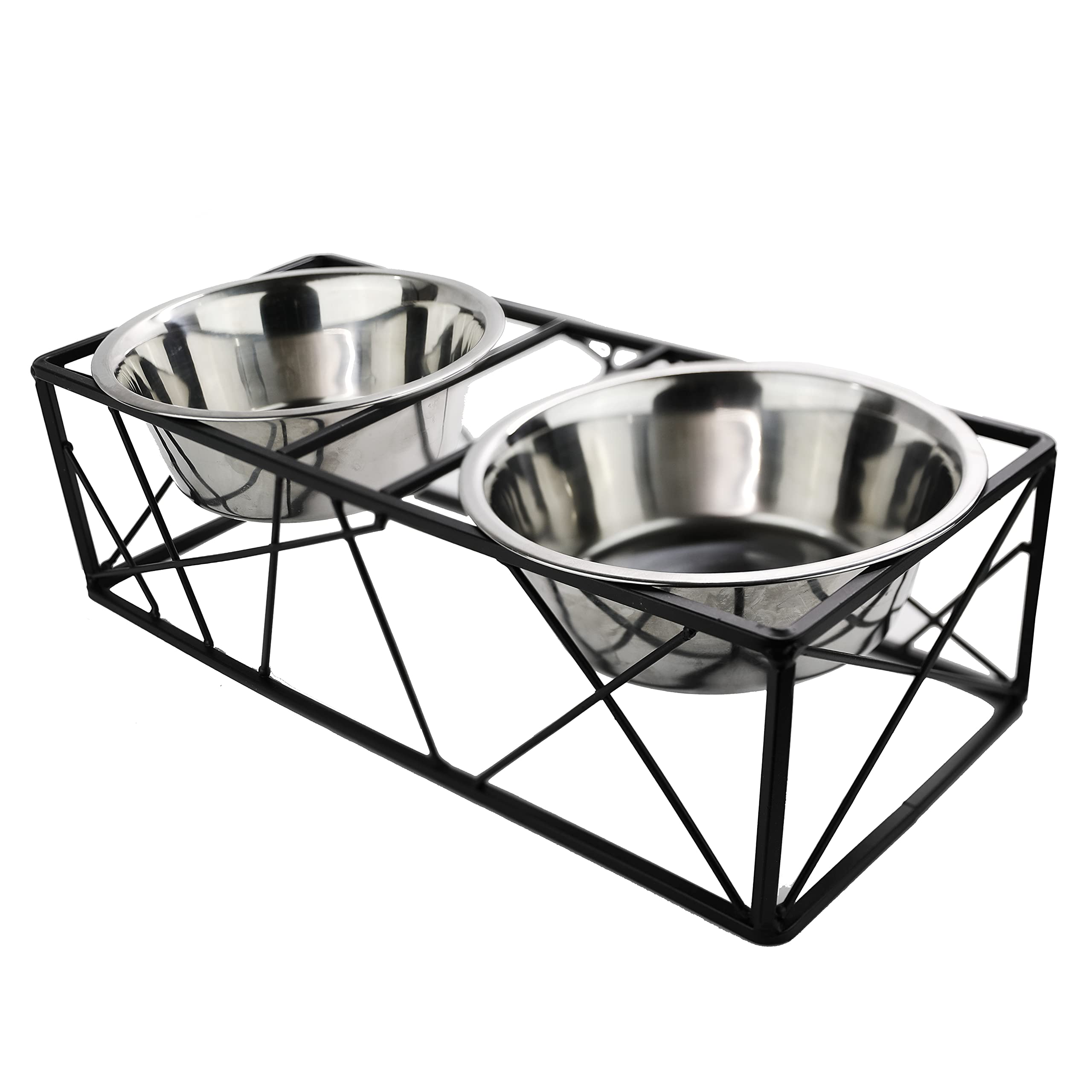 Barkley & Evans Elevated Double Pet Feeder, Removable Stainless Steel Bowls On Metal Stand, Raised Feeding Station For Pets, Dog