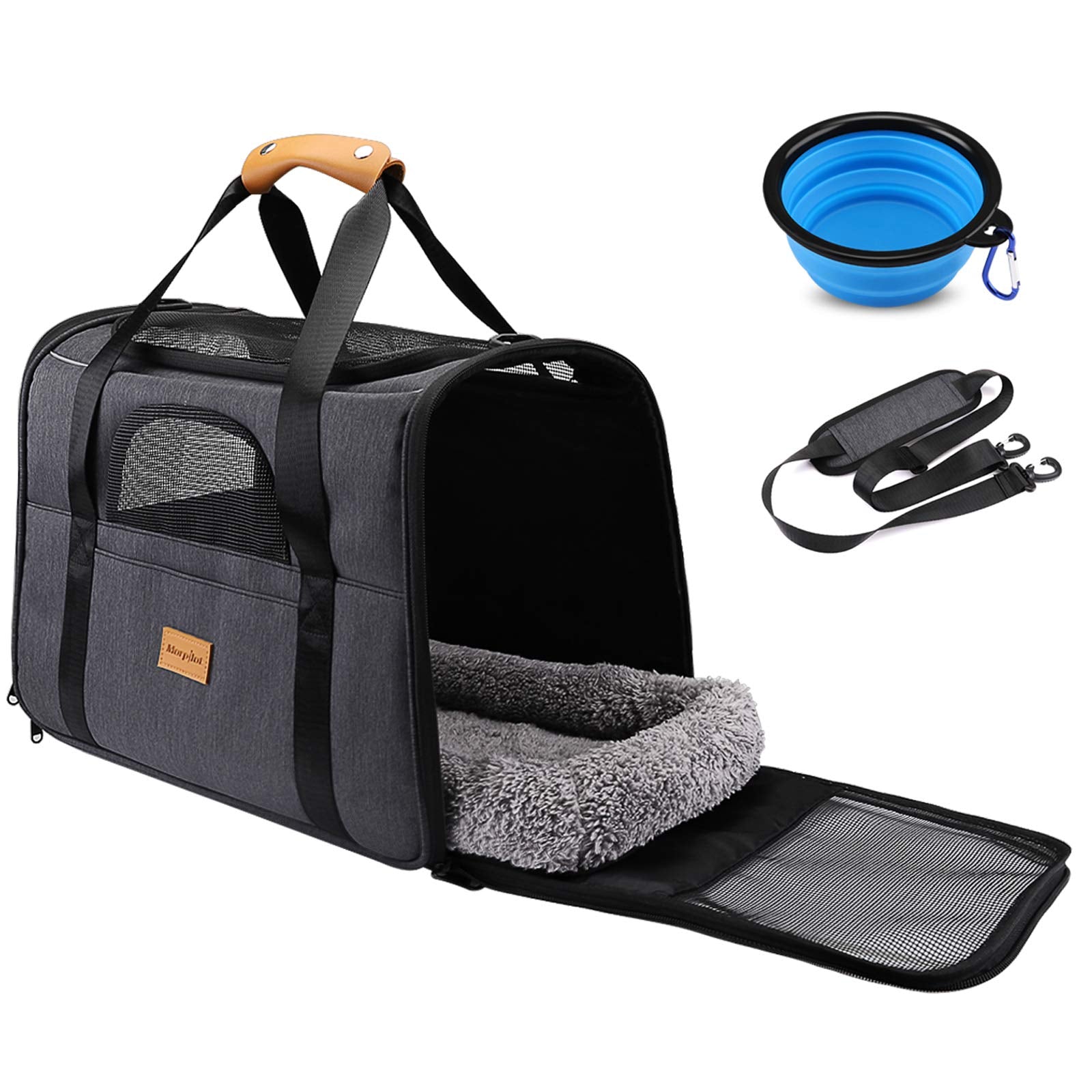 Morpilot Pet Carrier Bag, Portable Cat Carrier Bag Top Opening, Removable Mat And Breathable Mesh, Foldable Cat Carrier Transpor