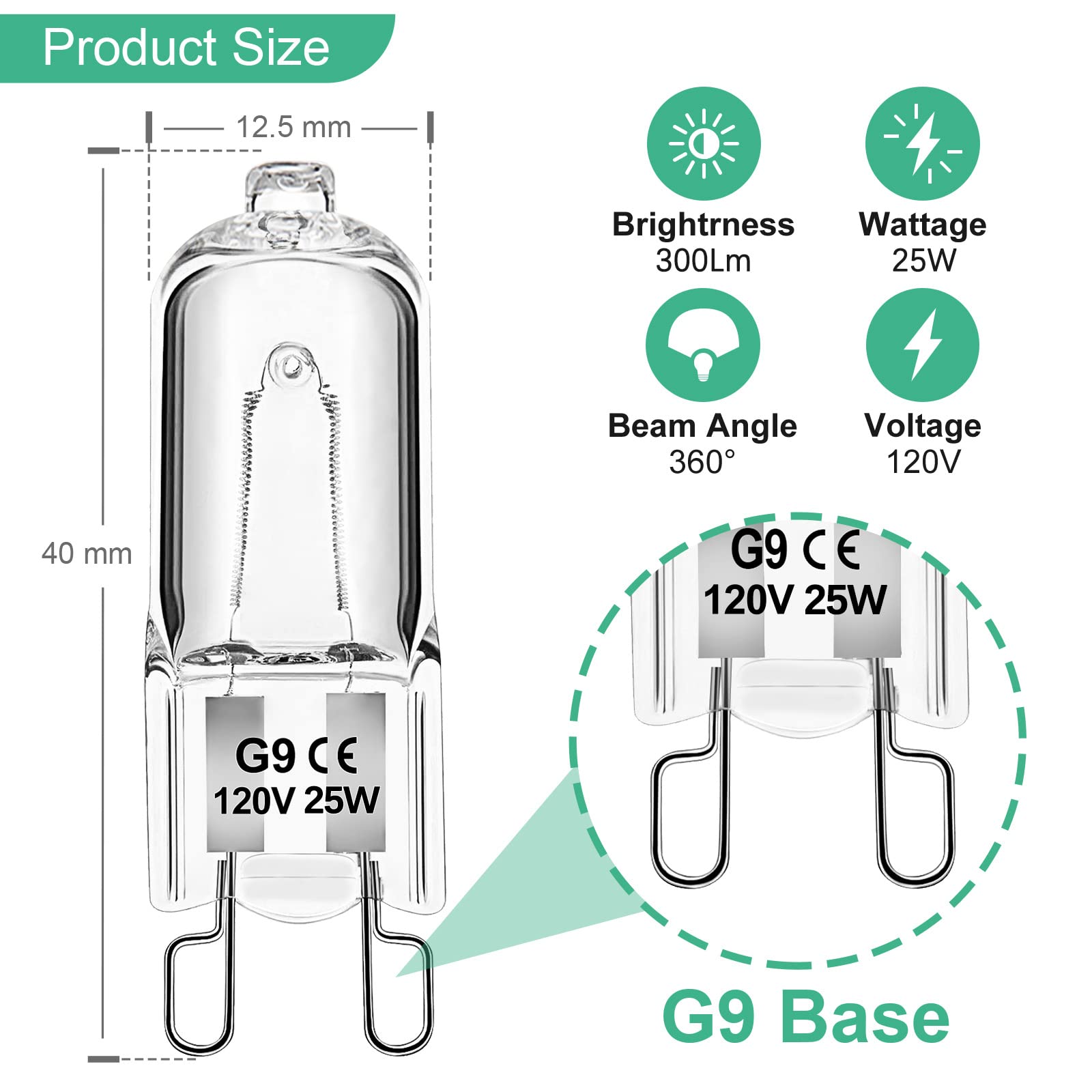 Jaenmsa G9 Heat Lamp Bulbs For Reptile, 25W Lizard Tank & Bearded Dragon Accessories,Infrared Basking G9 Halogen Light Bulbs 2 Pin For Reptiles And Amphibian Use,Night Red,2 Pack