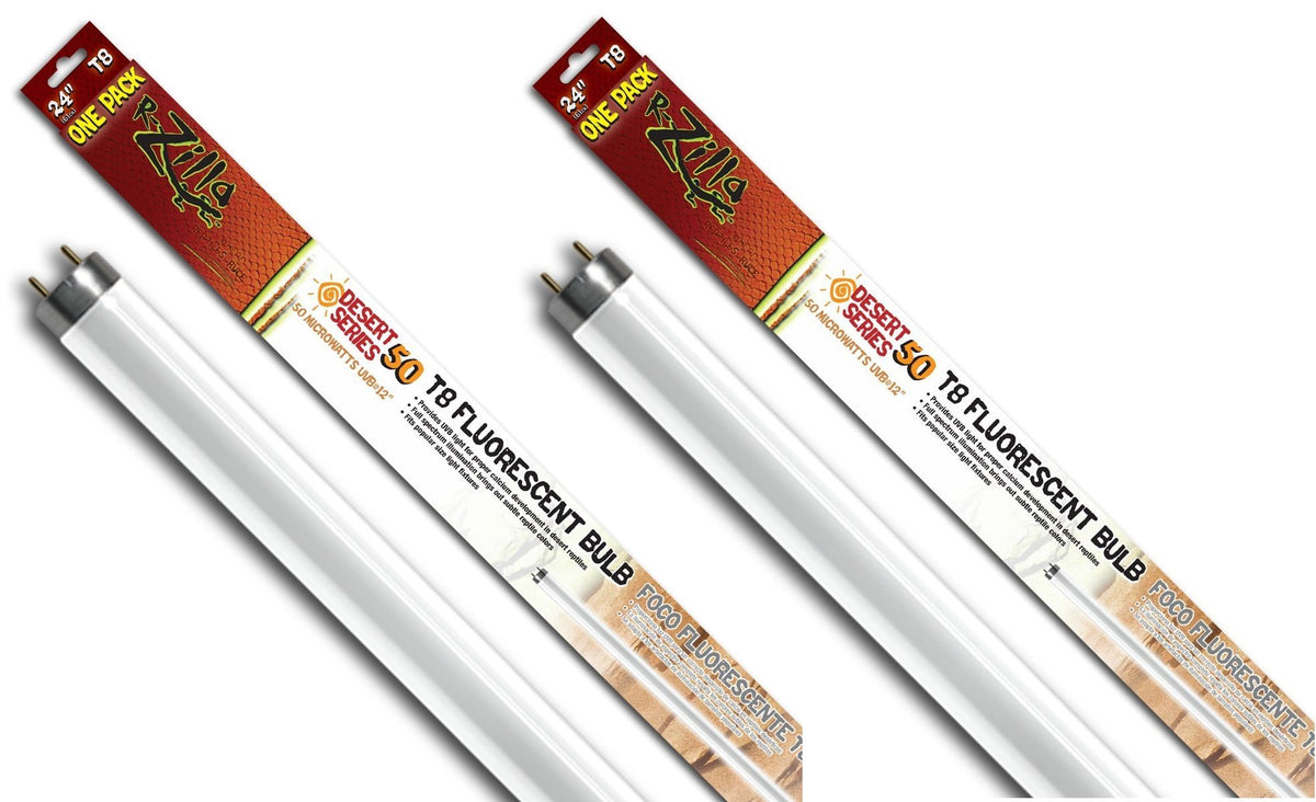 (2 Pack) Zilla 24-Inch Desert 50 Uvb T8 Fluorescent Bulb, 17-Watt Each