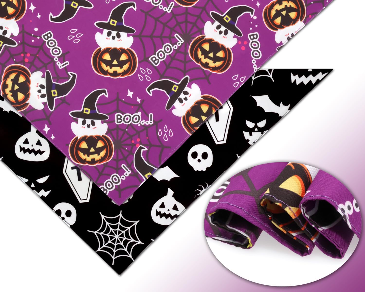 CozyHaus Halloween Dog Bandanas,Pumpkin and Cute Ghost Pet Scarf,Seasonal Outfit for Boy and Girl Dogs,Reversible Holiday Dog Co