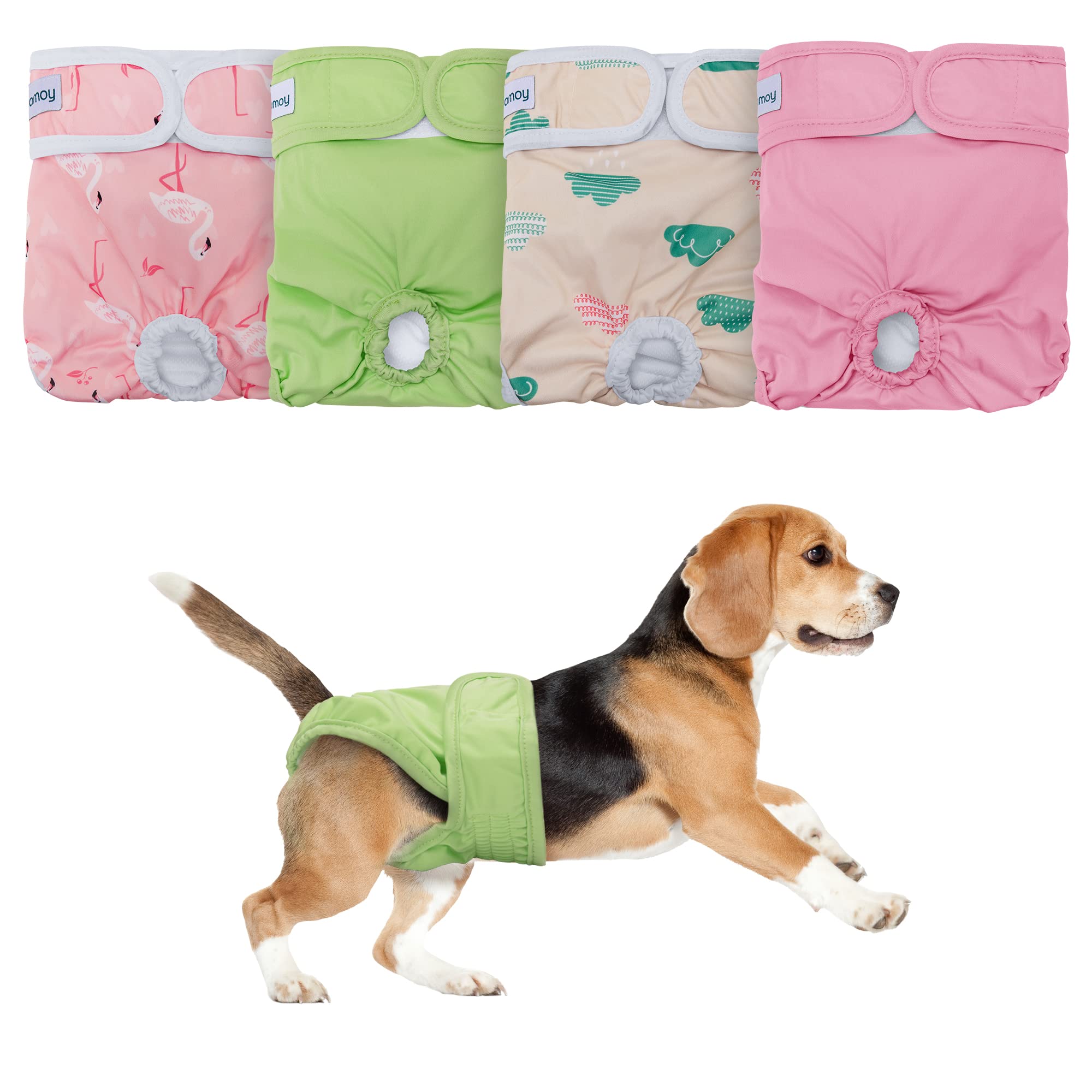 Teamoy Washable Female Dog Diapers (Pack Of 4), Reuable Doggie Diapers Wraps For Female Dogs, Xl