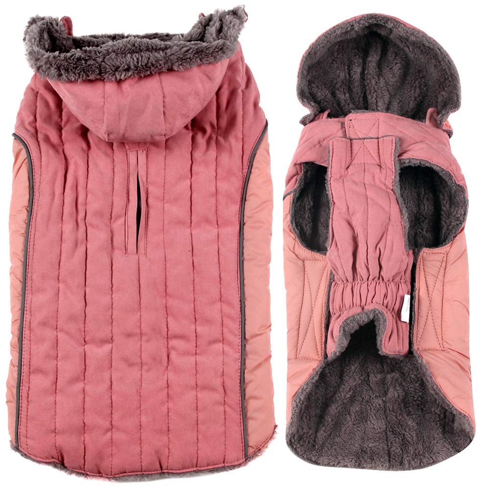 Joydaog Fleece Dog Hoodie For Small Dogs Super Warm Puppy Jacket For Cold Winter Dog Coats,Pink S