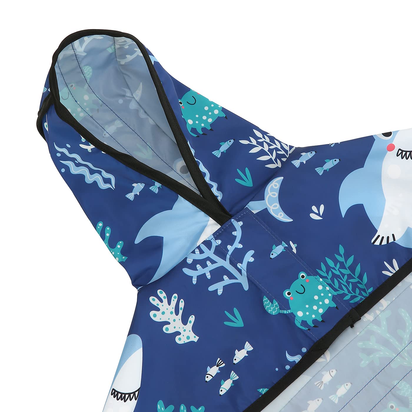 Hde Dog Raincoat Hooded Slicker Poncho For Small To X-Large Dogs And Puppies Sharks - M