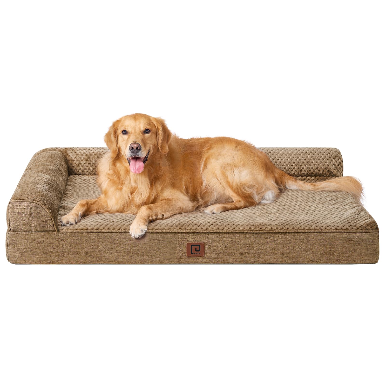 Eheyciga Memory Foam Orthopedic Xl Dog Bed, Washable Dog Bed With Waterproof Lining Removable Cover, Extra Large Dog Bed Sofa With Nonskid Bottom Xlarge Pet Couch Bed, 44X32 Inches, Camel