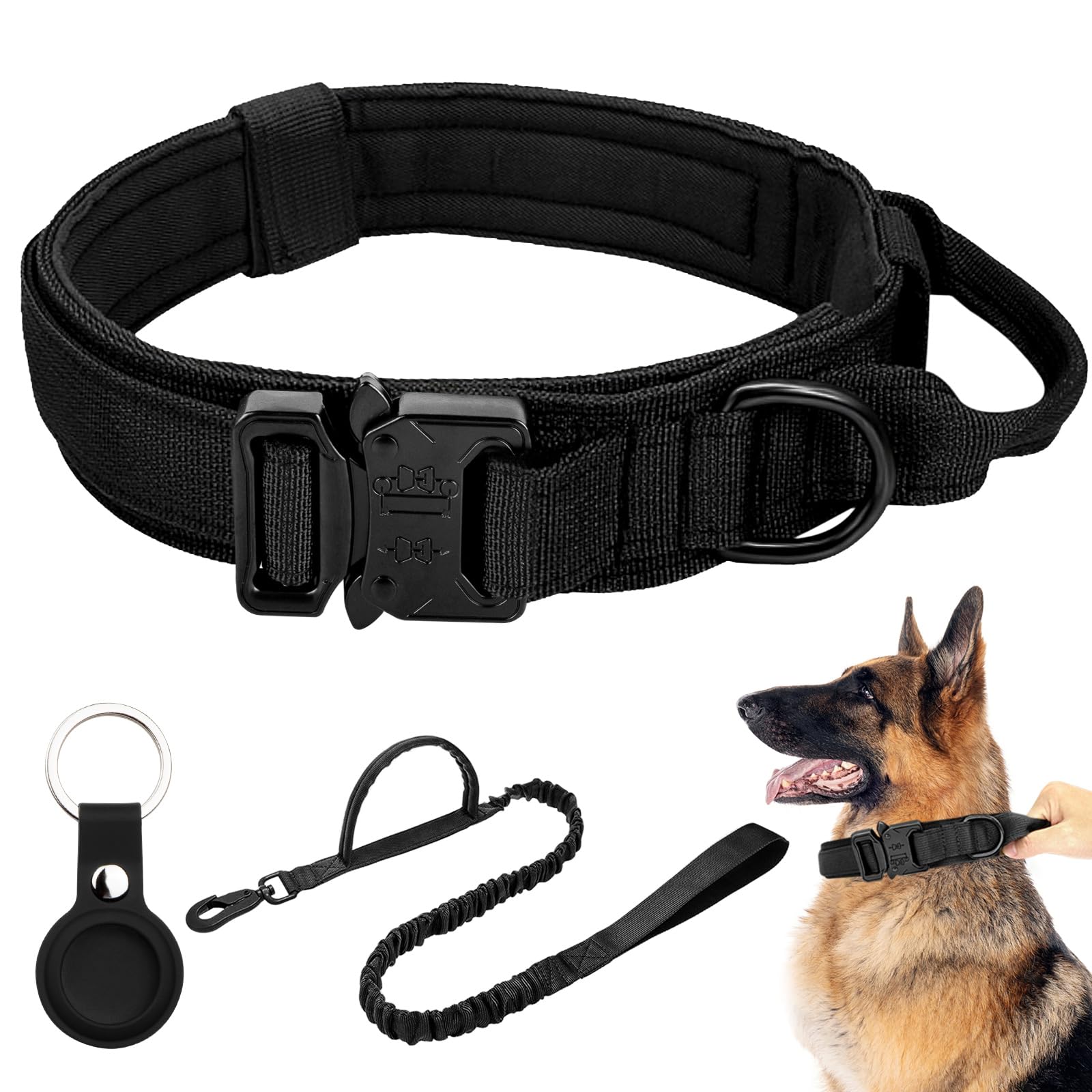 Tactical Dog Collar Adjustable Military Dog Collar Nylon Dog Collar With Control Handle Heavy Metal Buckle For Medium And Large 