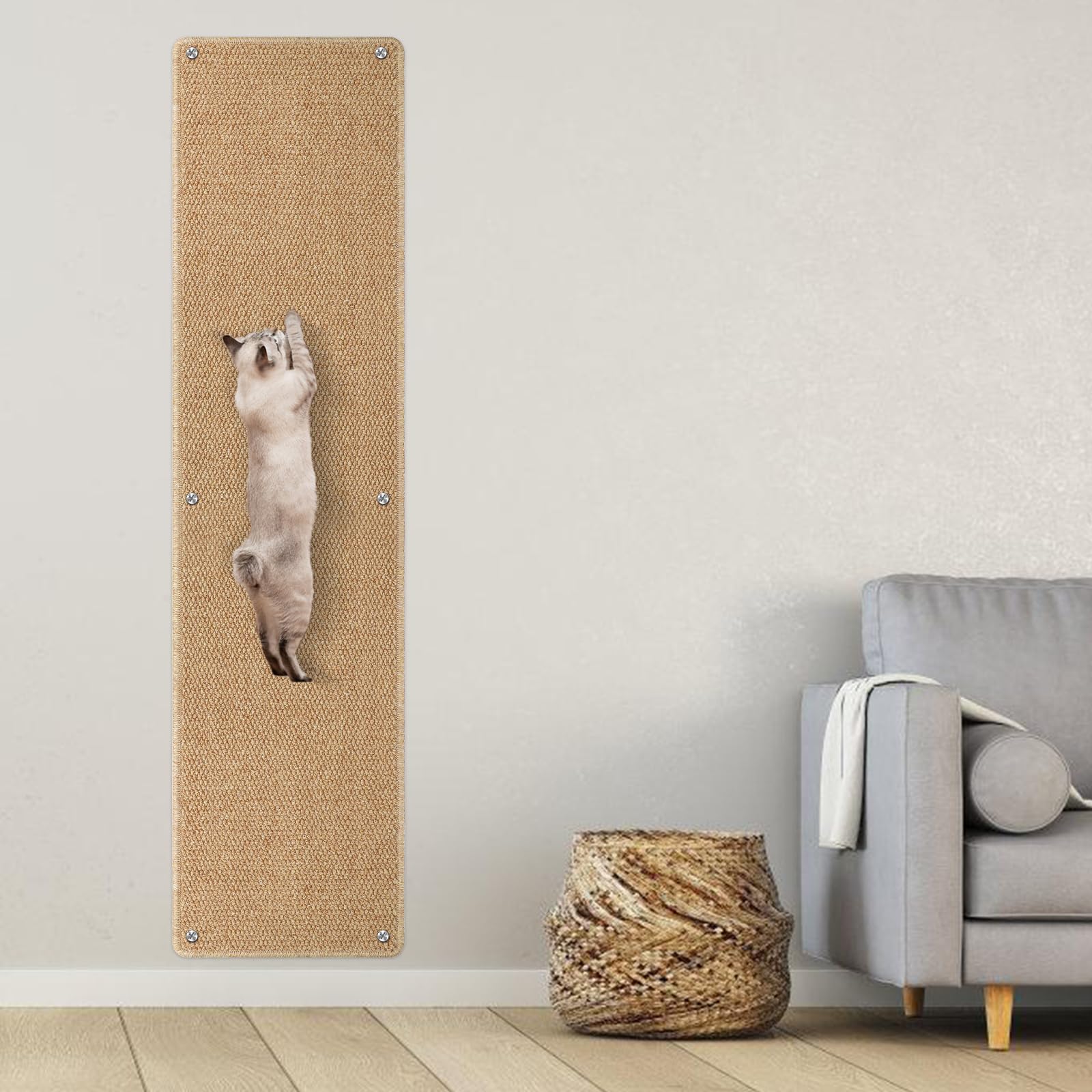 71'' X 15.8'' Thickened Cat Wall Climbing Carpet, Extra Large Cat Wall Scratcher Mat Tall Wall Mounted Climbing Cat Scratcher Wi