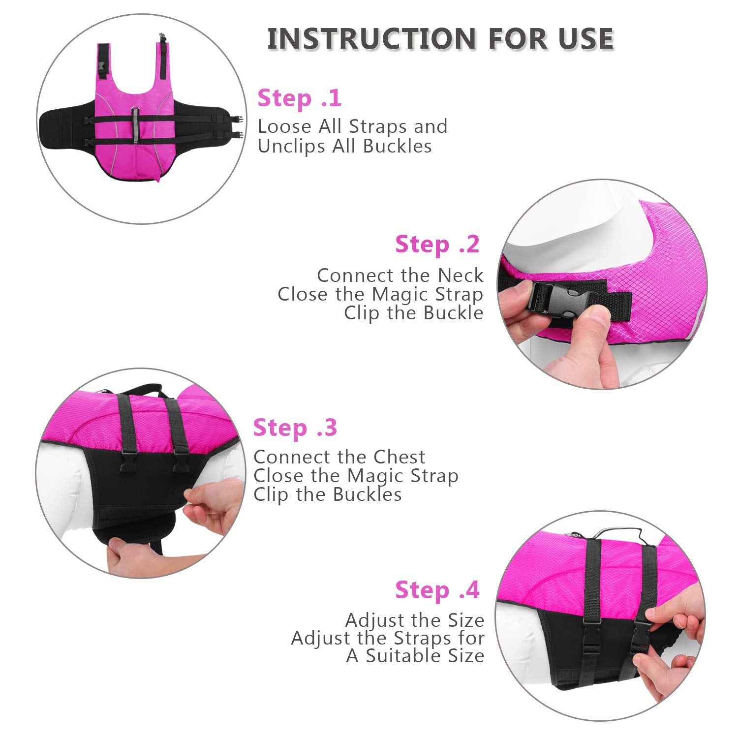 Ripstop Dog Life Jacket Shark Life Vest For Dogs, Safety Lifesaver With High Buoyancy And Lift Handle For Small And Medium Breeds(Rose Red M)