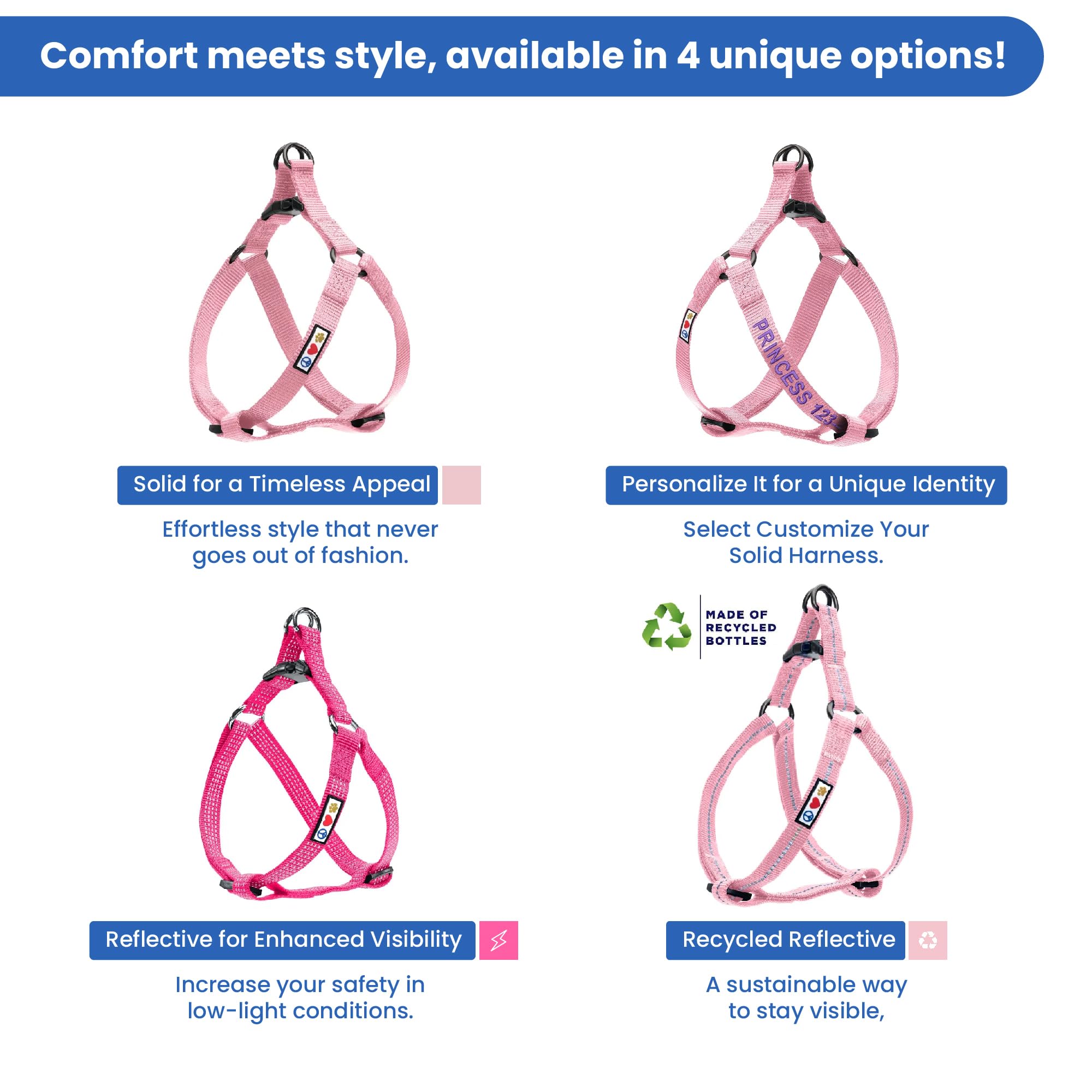 Pawtitas Solid Color Step In Dog Harness Or Vest Harness Dog Training Walking Of Your Puppy Harness Small Dog Harness Pink Cherry Blossom Dog Harness