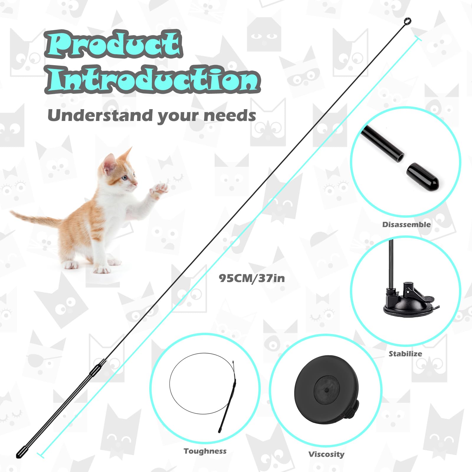 Greoil Interactive Cat Toys For Bored Indoor Adult Cats, 3 In 1 Cat Toys For Bored Cats,7 Pack Cat Teaser Cat Toys, Cats Toy Fea