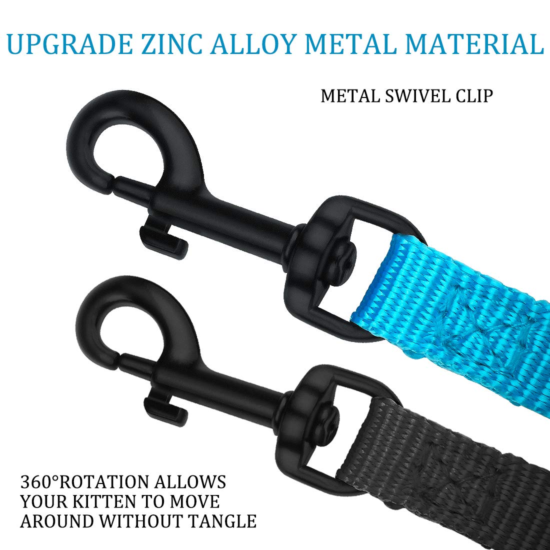 Doyoo 2 Pack Nylon Puppy Dog & Cat Leash, Strong & Durable With Easy To Use Collar Hook - Great For Small Dogs (Set 1-Black+Blue