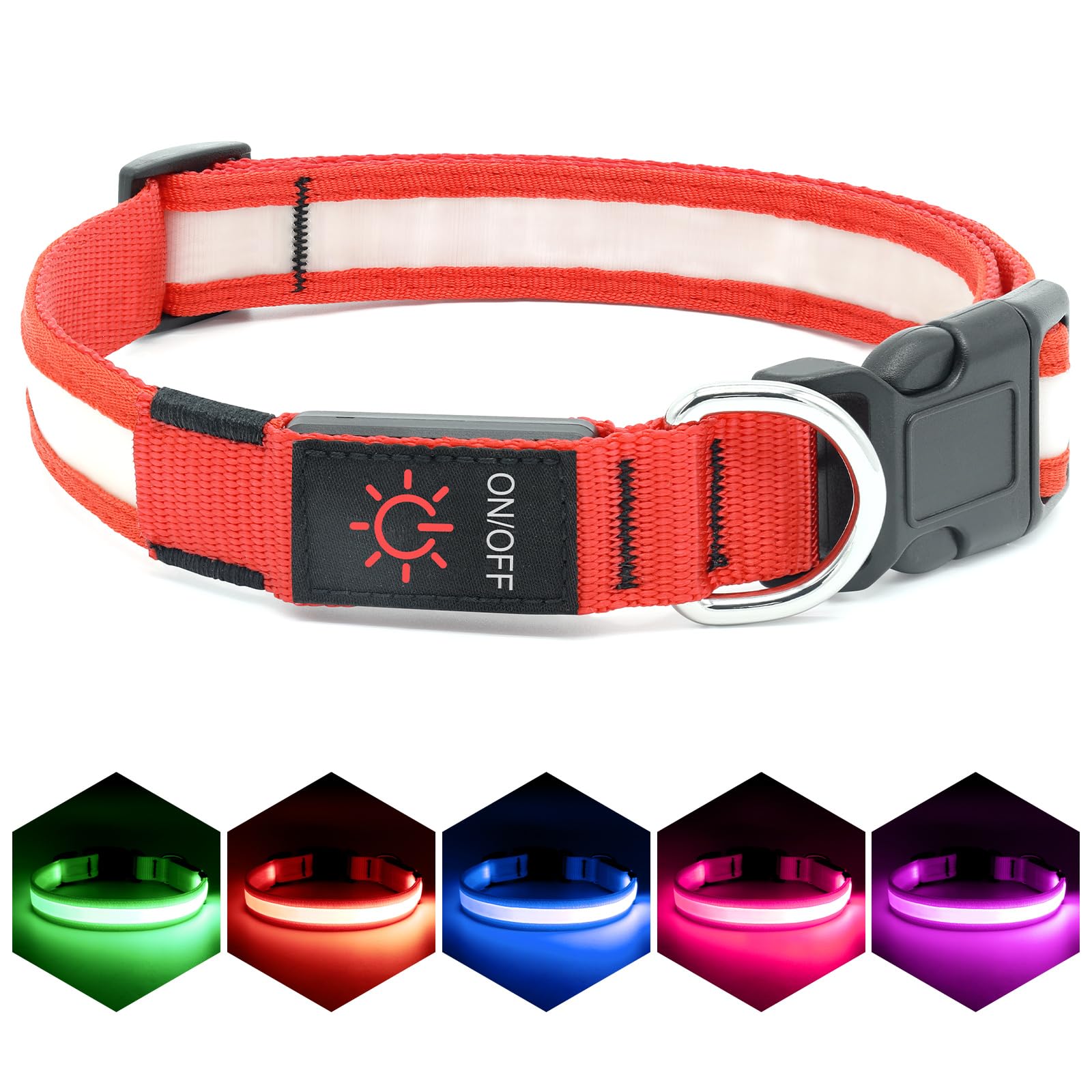Vizpet Led Dog Collar, Light Up Dog Collar Adjustable Usb Rechargeable Super Bright Safety Light Glowing Collars For Dogs(X-Larg