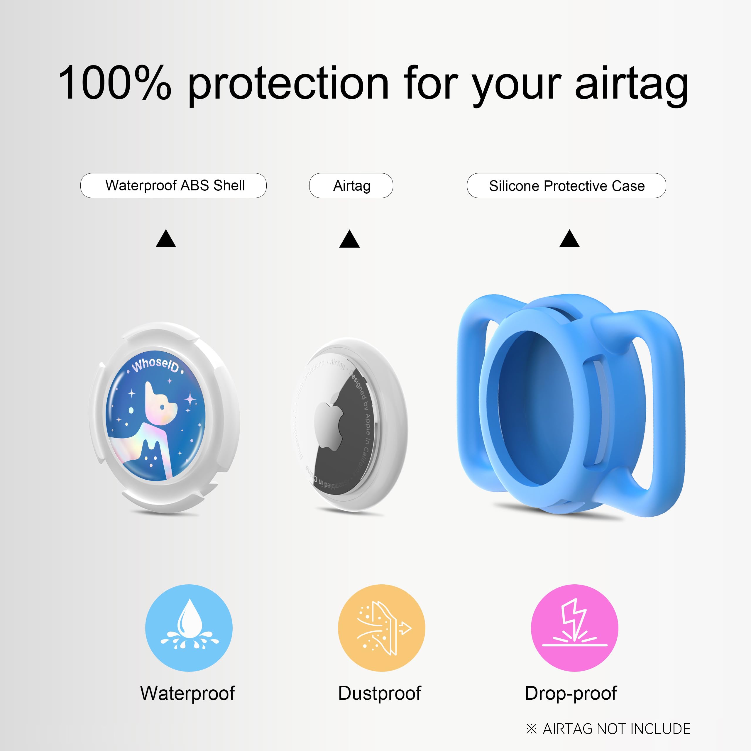 Waterproof Airtag Dog Collar Holder, Silicone & Abs Airtag Holder For Dog & Cat Collars, Ultra-Durable, Lightweight And Protecti