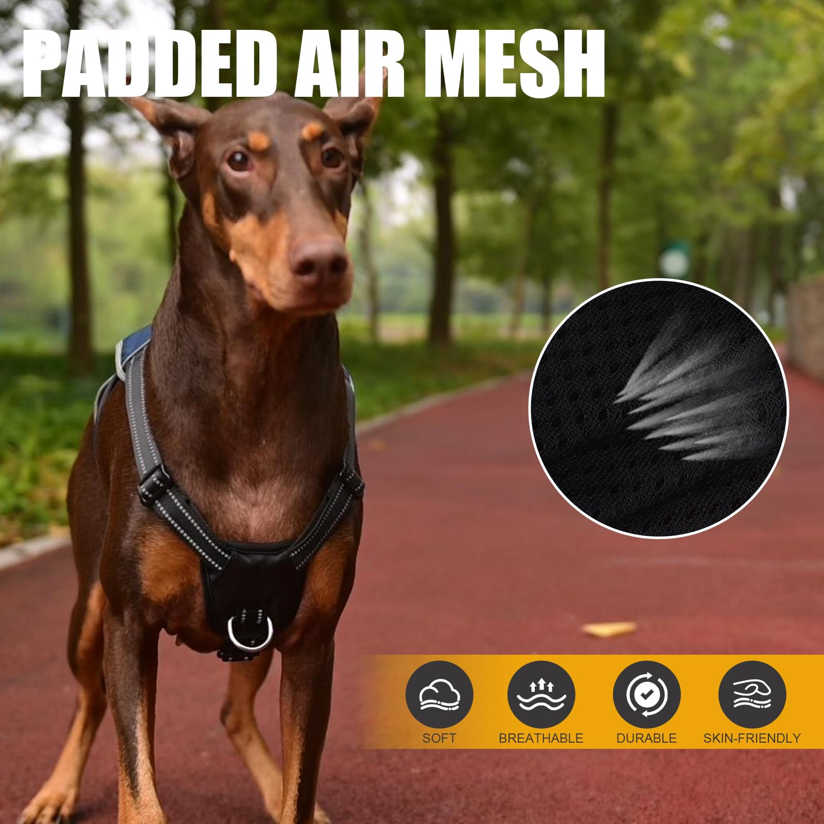 Mihachi Dog Harness For Small Dogs, Escape Proof No Pull Service Vest With Reflective Strips And Control Handle, Adjustable And