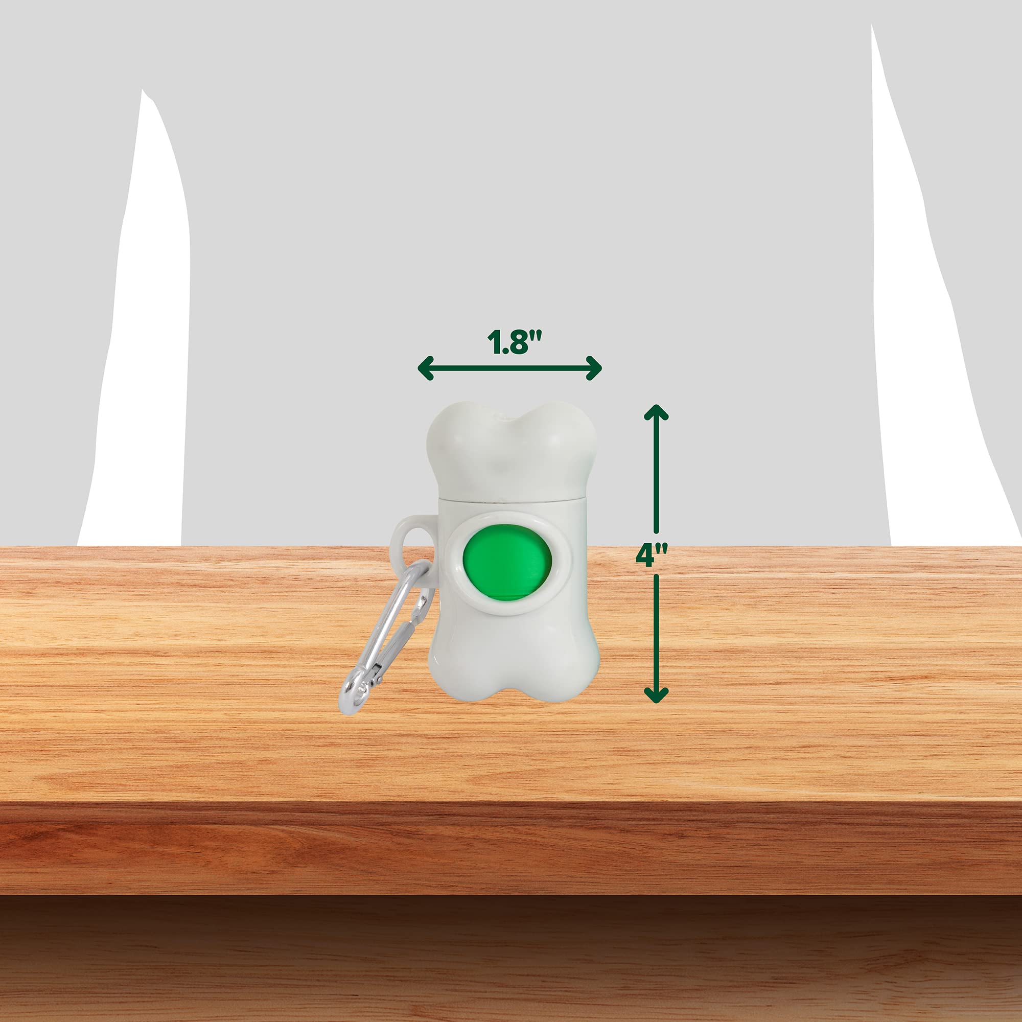 Arm & Hammer Dog Bone Shape Dog Poop Bag Dispenser With 30 Count Plant-Based Poop Bags With Activated Baking Soda; 9 X 14 Inches; White