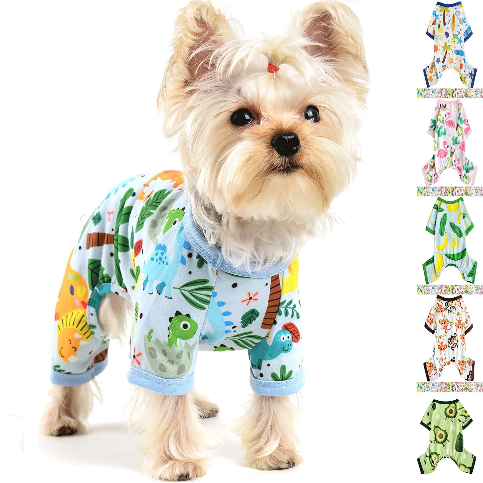 Dinosaur Dog Pajamas Soft Pet Puppy Jammies Pjs Cute Doggie Pajamas For Small Dogs Pets Clothes,Dogg Outfits For Summer Spring F