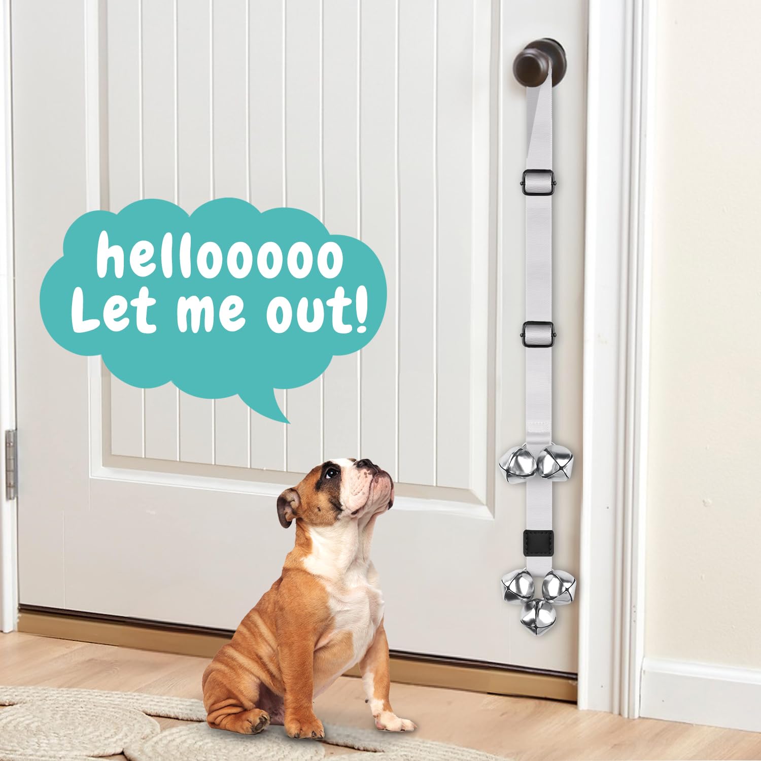 Bluetree Dog Bells To Go Outside Premium Quality Buckle Adjustable Dog Bell Dog Attached To Doorknob Or Anywhere Near The Door,