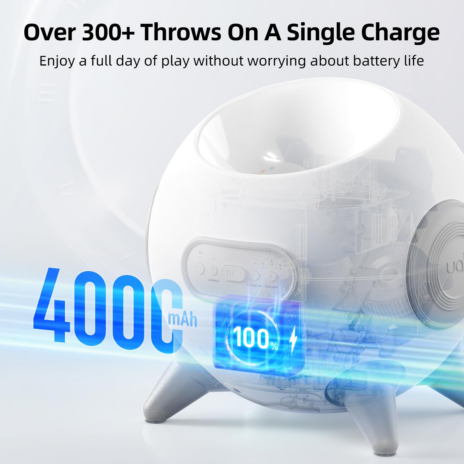 Uahpet Automatic Ball Launcher For Dogs With Obstacle Detection, 20Ft-80Ft Adjustable Distances Ball Thrower Launcher For Medium
