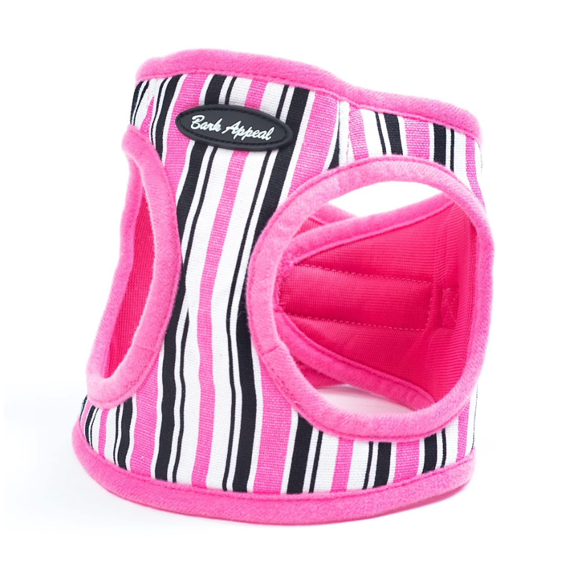 Bark Appeal Step-In Dog Harness, Mesh Step In Dog Vest Harness For Small & Medium Dogs, Non-Choking With Adjustable Heavy-Duty Buckle For Safe, Secure Fit - (Large, Pink Stripe)