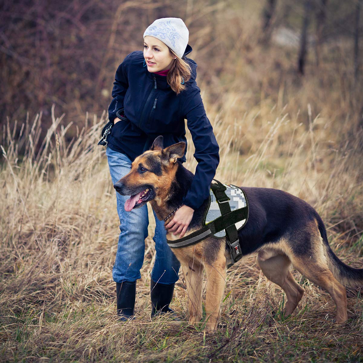 Dog Harness, Reflective No-Pull Adjustable Vest With Handle For Walking, Training, Service Breathable No - Choke Harness For Small, Medium Or Large Dogs Room For Patches Girth 18 To 25 In Urban Camo