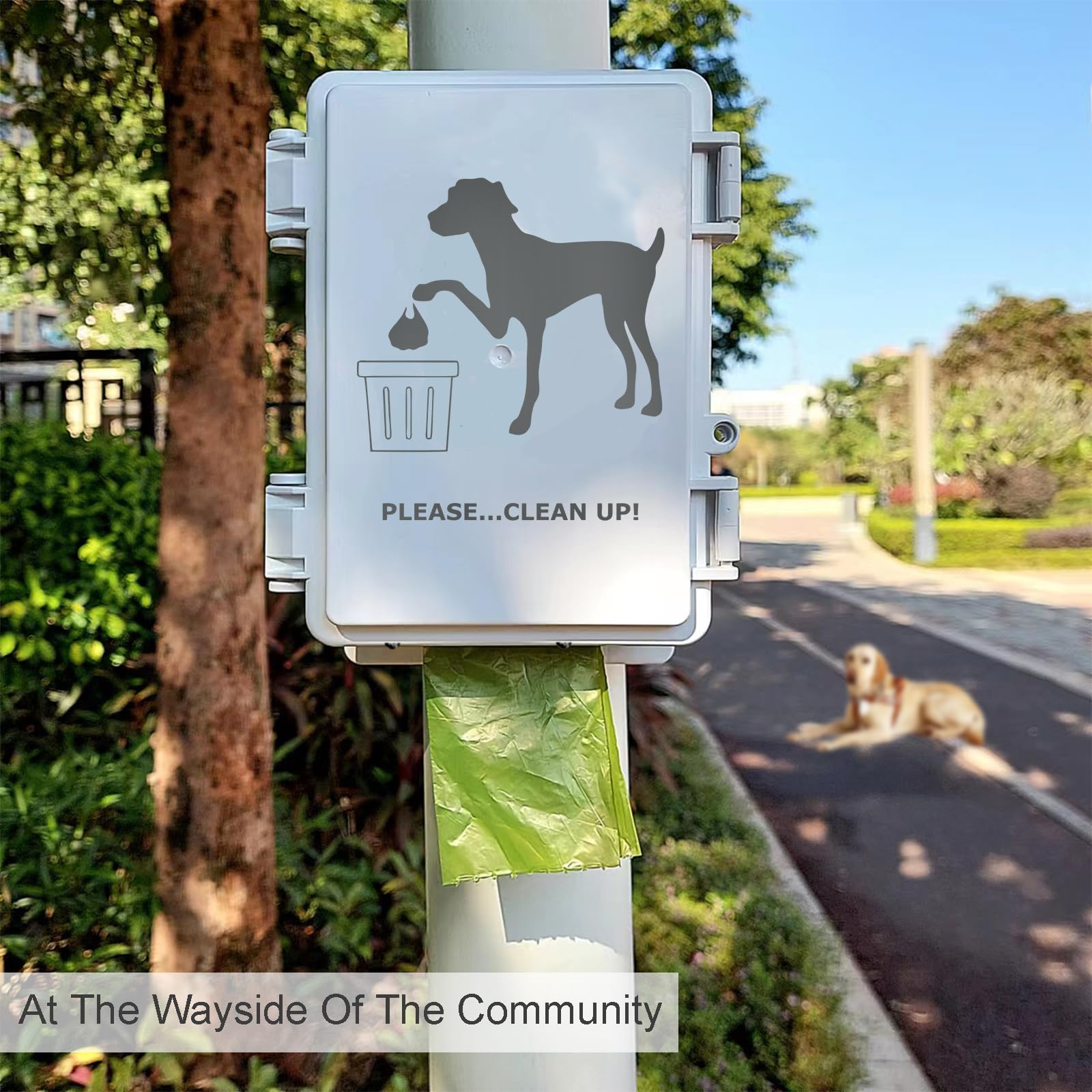 Dog Poop Bag Dispenser Wall Mount Waterproof Outdoor Dog Bag Dispenser  Printed With Cute Clean Up Dog Poop Signs  Stake, Pole,