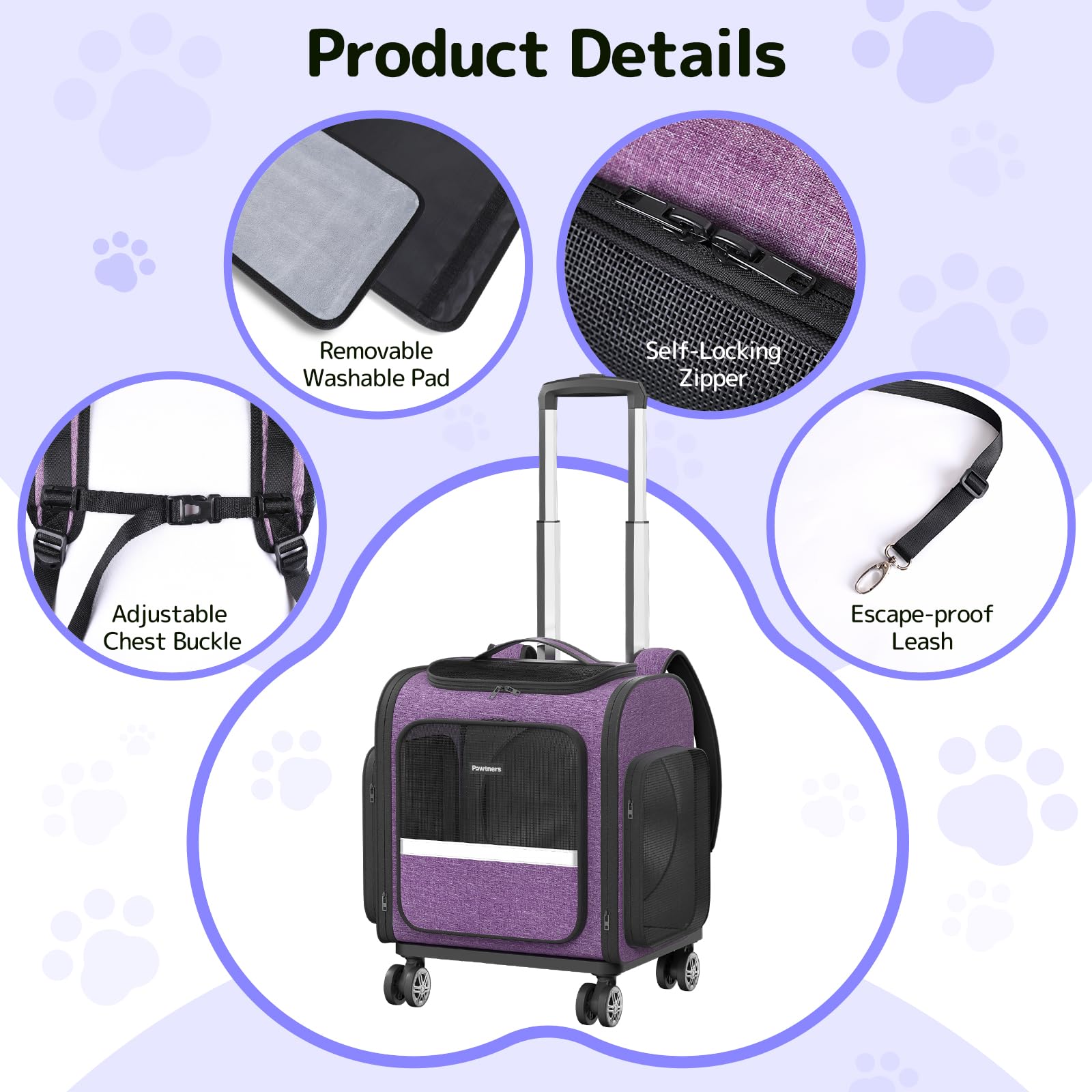 Rolling Cat Carrier With Wheels Dog Carrier For Small Dogs & Medium Cats, Expandable Pet Carrier On Wheels With Cat Play Tunnel,