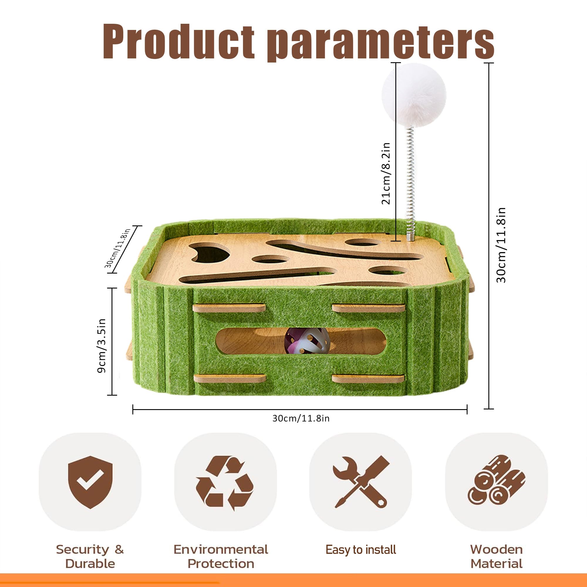 Cat Puzzle Toys Interactive Cat Dancer For Indoor Cats Teasing Box With Squeaky Toys And Scratching Felt,Kitten Track Ball Toy F