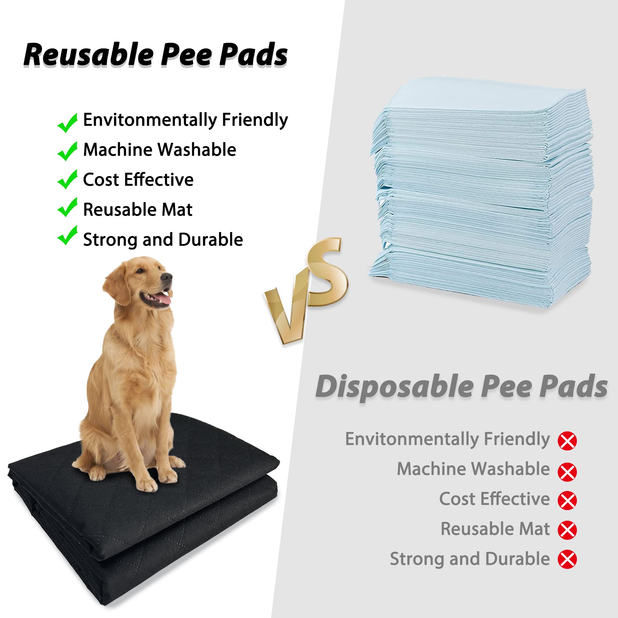Washable Pee Pads For Dogs 48''X48'' Reusable Puppy Pad Pet Training Pads, Waterproof Mat Non-Slip, Dog Pee Pad Whelping Pads Do