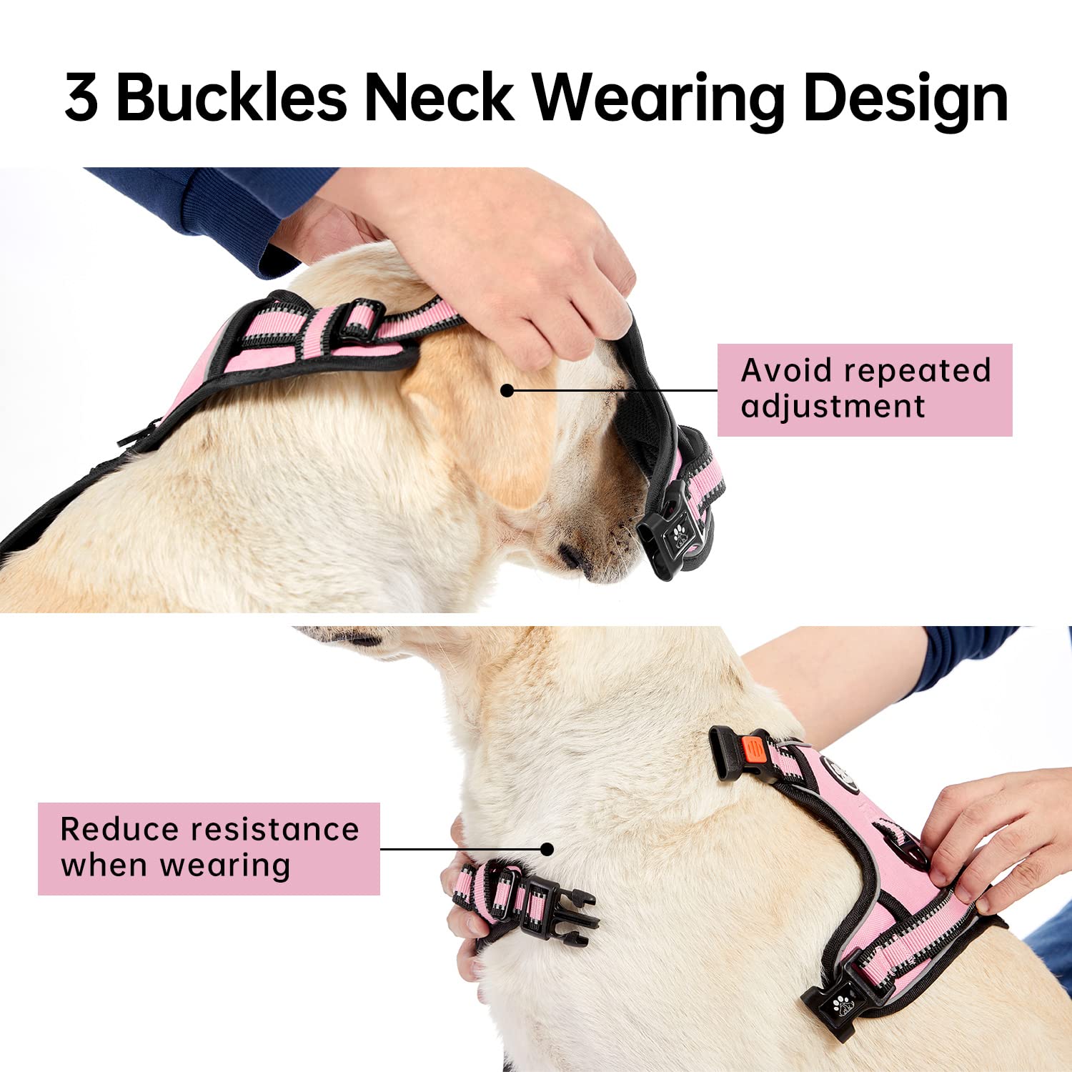 Ivy&Lane No Pull Dog Harness For Large Dogs, Reflective Dog Vest Harness With Leash, Safety Belt And Storage Strap, Fully Adjust