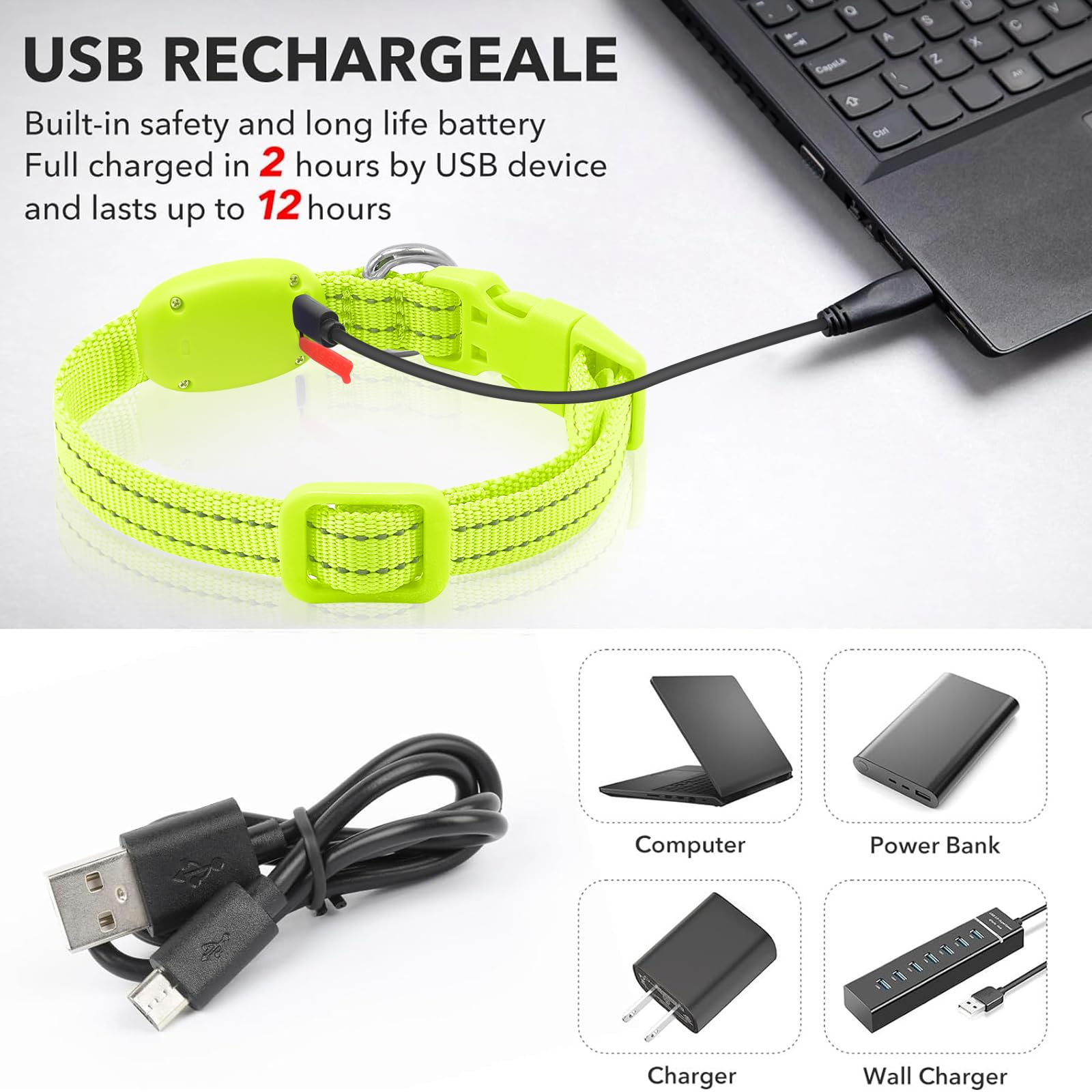 Light Up Dog Collar For Small Dogs - Reflective Led Dog Collar Rechargeable Puppy Collar Glow In The Dark Cat Collar Safety Dog