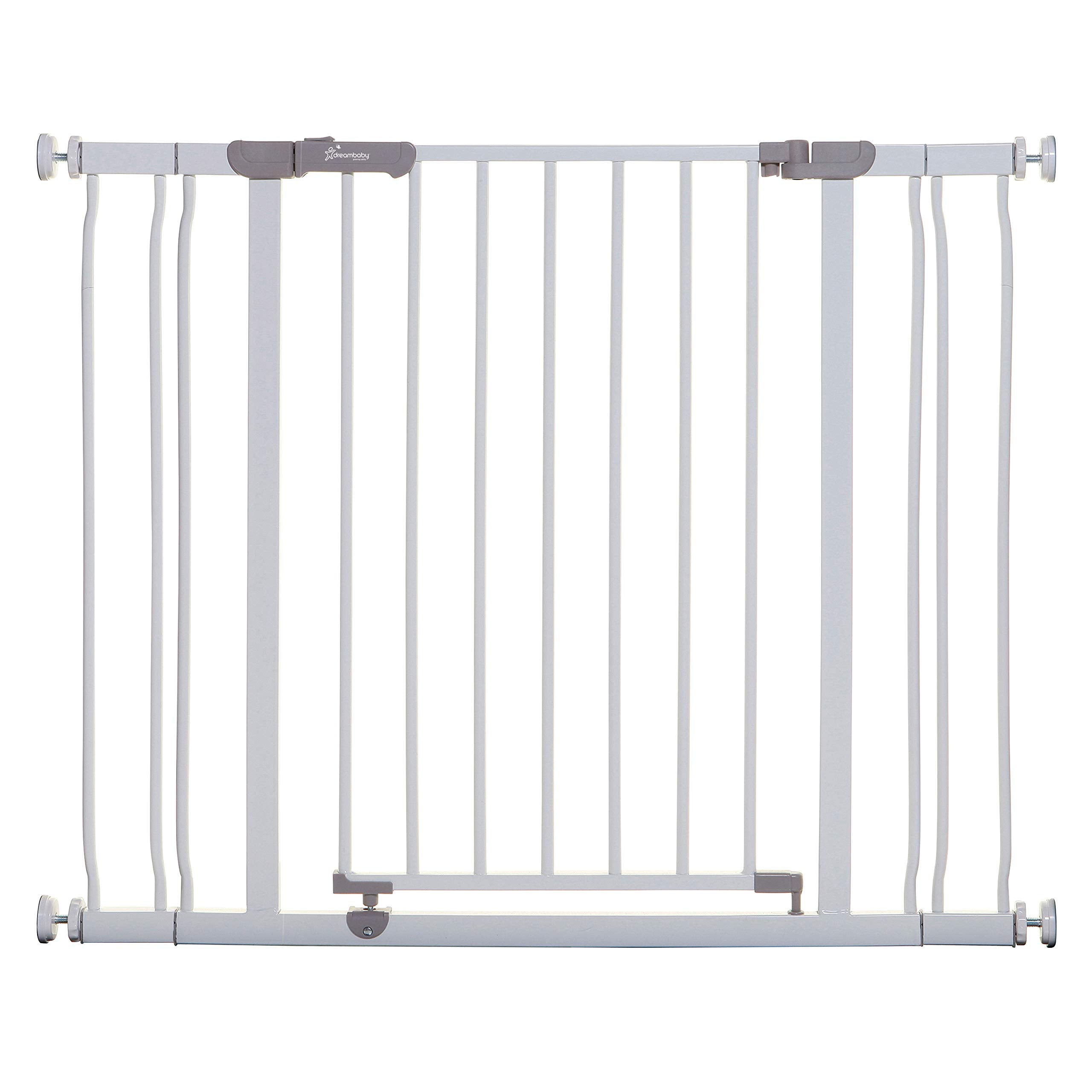 Dreambaby Ava 29.5''-40'' Extra Wide Baby Gate for Stairs, Doorways, and Hallways - Easy to Install - White Dog Gate