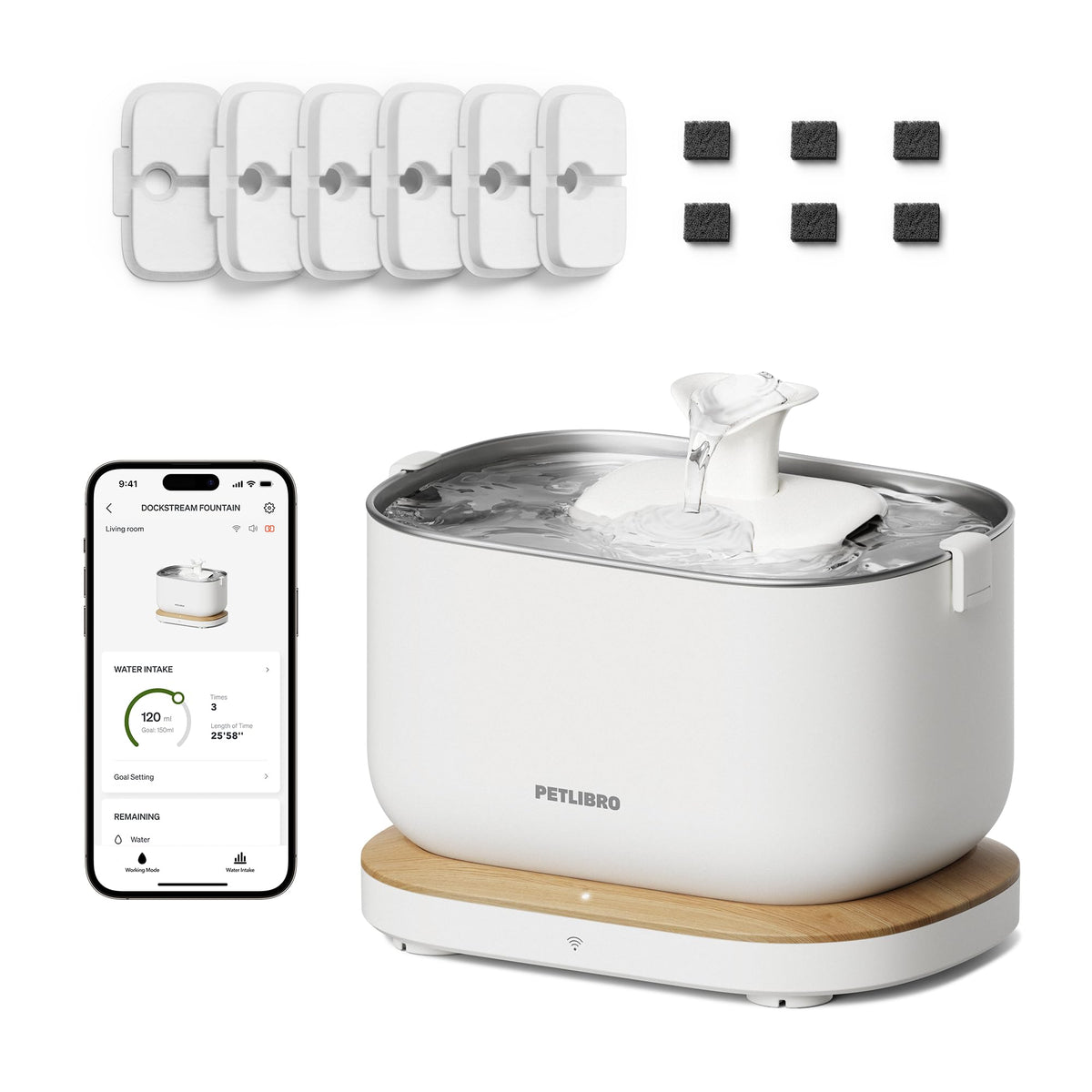 Bundle Of Petlibro App Cat Water Fountain, 2.5L/84Oz Dockstream Pet Water Fountain For Cats Inside With 2.4Ghz Wi-Fi + Petlibro 