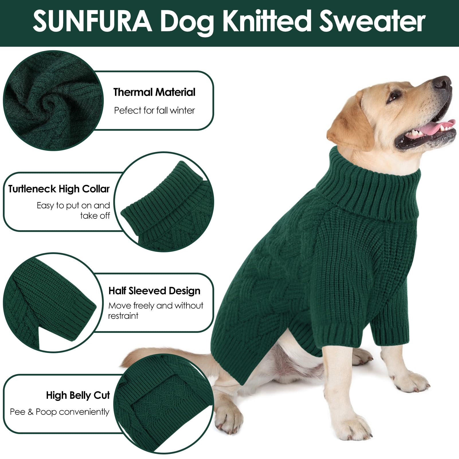 SUNFURA Dog Sweater Large Size Dog, XL Dog Sweaters for Winter, Extra Large Dog Pullover Sweater for Dogs Girl Boy, Pet Knitted