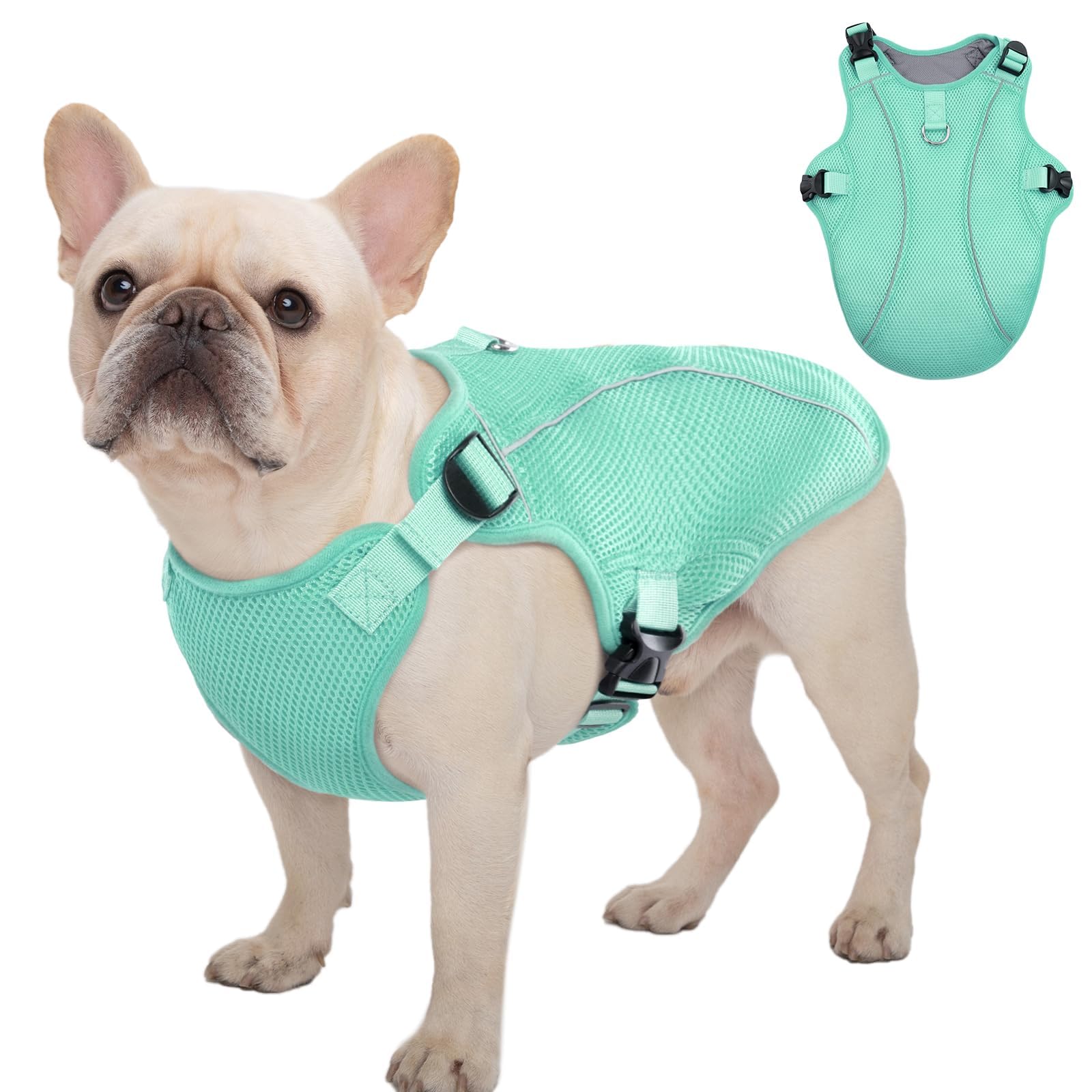 Kuoser Dog Cooling Vest Harness, Small Dog Cooler Jacket With Adjustable Buckle For Outdoor Beach, Hiking, Training Green M