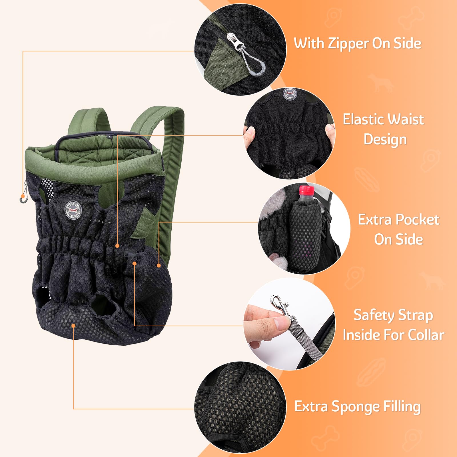 Dog Carrier Backpack, Pet Front Carrier Backpack Legs Out Dog Chest Carrier For Small Medium Dogs, Hands-Free Cat Backpack Carrier Dog Travel Backpack Airline Approved Hiking Bike Motorcycle