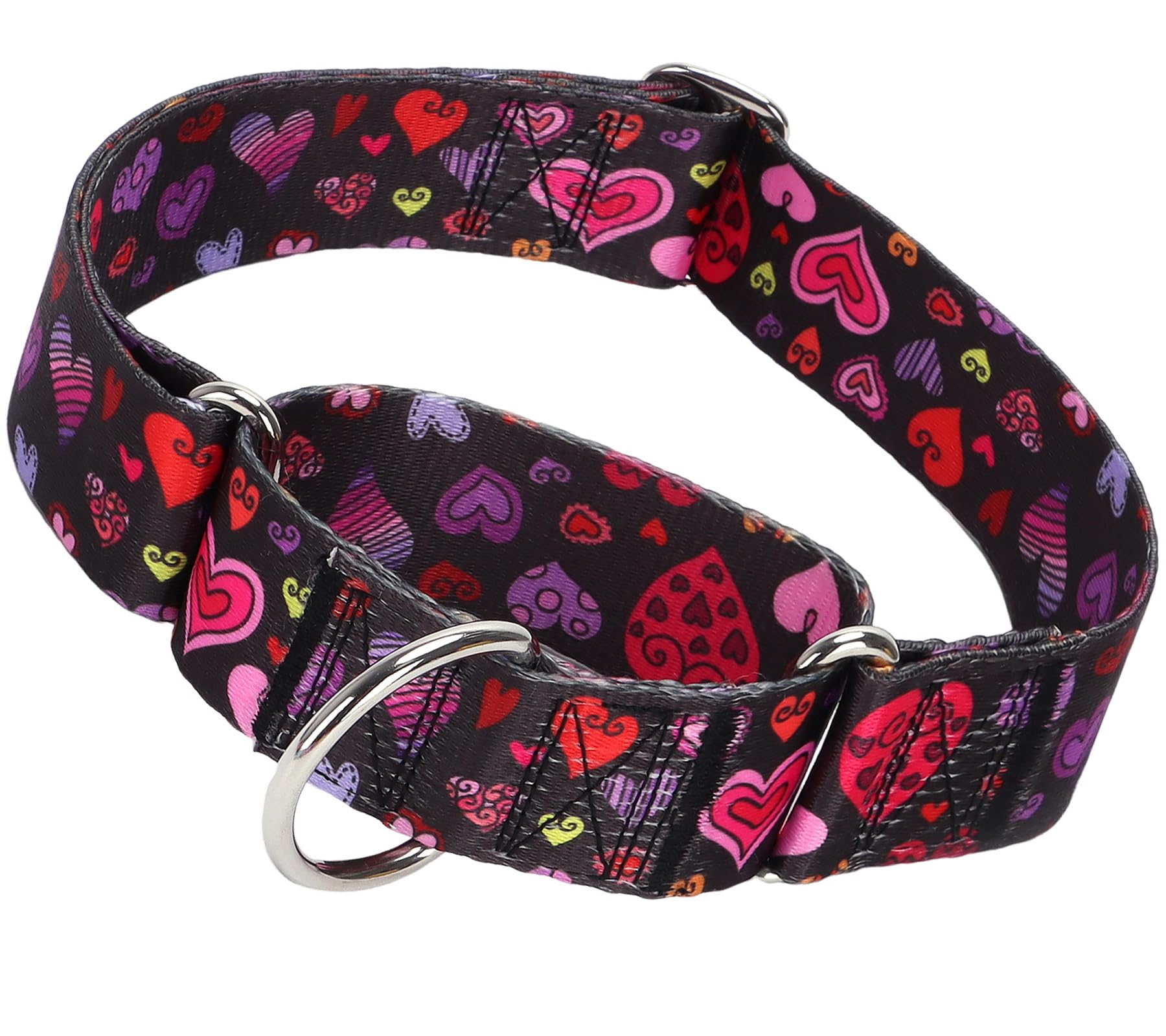 Valentine'S Day 1.5 Inch Wide Martingale Dog Collar, Cute Loving Heart Collar For Medium Large Extra Large Dogs -Heart L