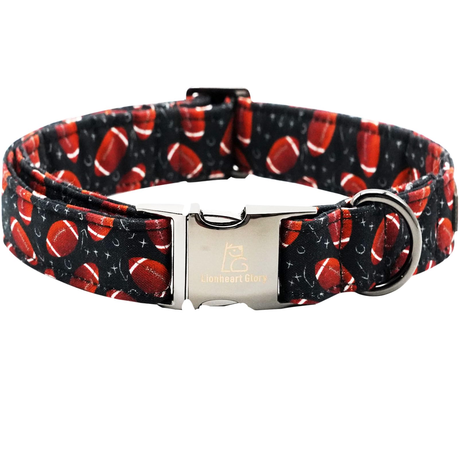 Lionheart Glory Dog Collar - Rugby Print, Soft, Durable, Adjustable, Comfortable, Handmade For Small Dogs - Gift