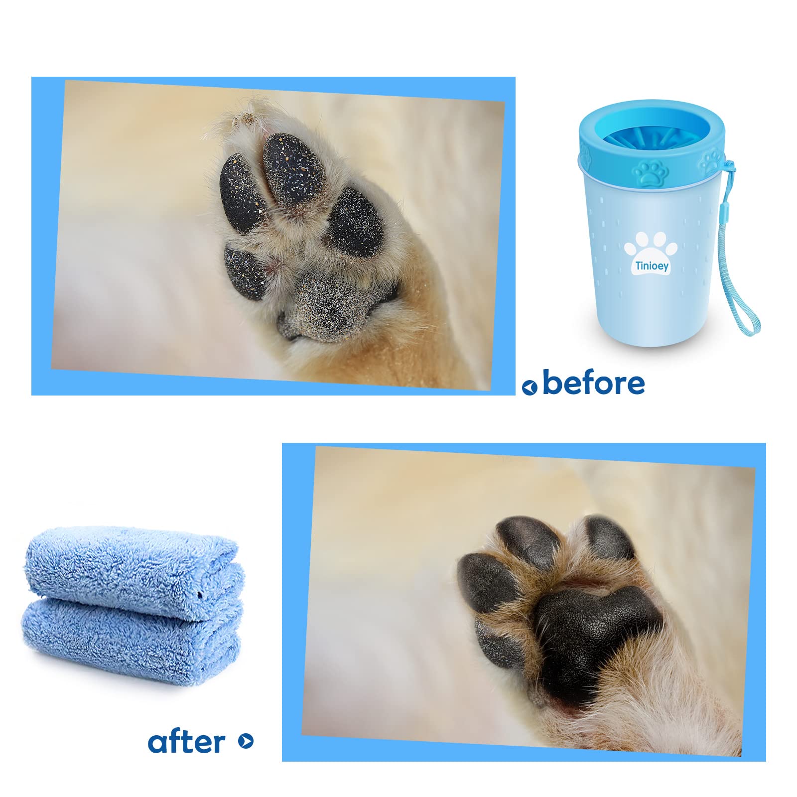 Dog Paw Cleaner For Medium Dogs (With 3 Absorbent Towels), Dog Paw Washer, Paw Buddy Muddy Paw Cleaner, Pet Foot Cleaner (Medium, Green)