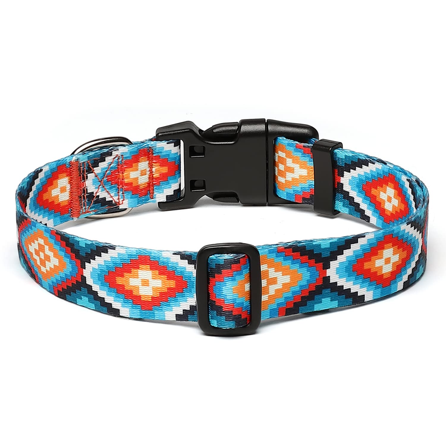 Suredoo Adjustable Dog Collar With Patterns, Ultra Comfy Soft Nylon Breathable Pet Collar For Small Medium Large Dogs (L, Geometric Pattern)