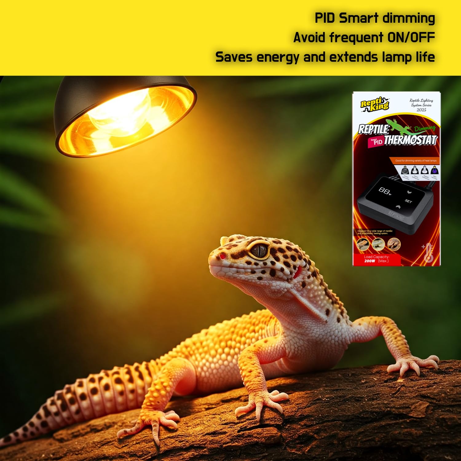 Reptiking Reptile Dimming Thermostat, Heat Lamp Temperature Controller, Reptile Terrarium Pid Digital Thermostat, Heating Contro