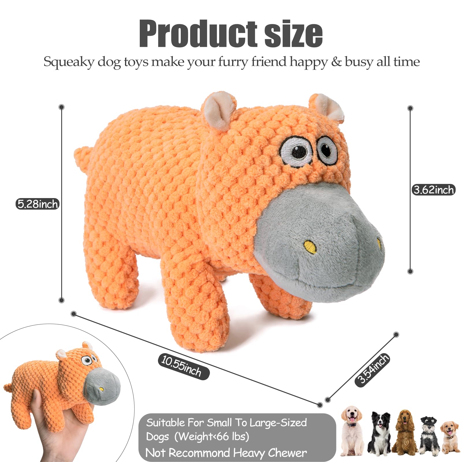 Angelisdoll Squeaky Dog Toys For Aggressive Chewers, Plush Chew Toy, Durable Crinkle Dog Toys To Keep Them Busy, Pet Toys For Pu