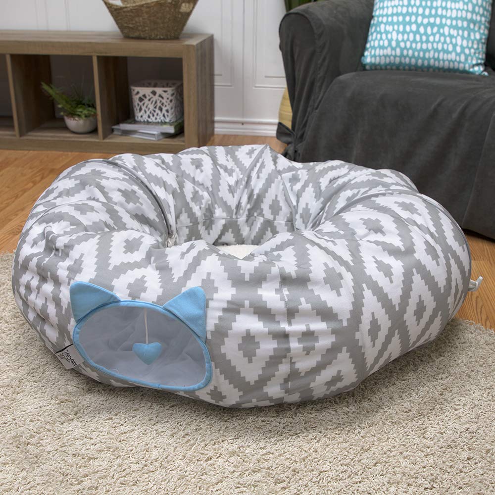 Kitty City Large Cat Tunnel Bed, Cat Bed, Pop Up Bed, Cat Toys, White