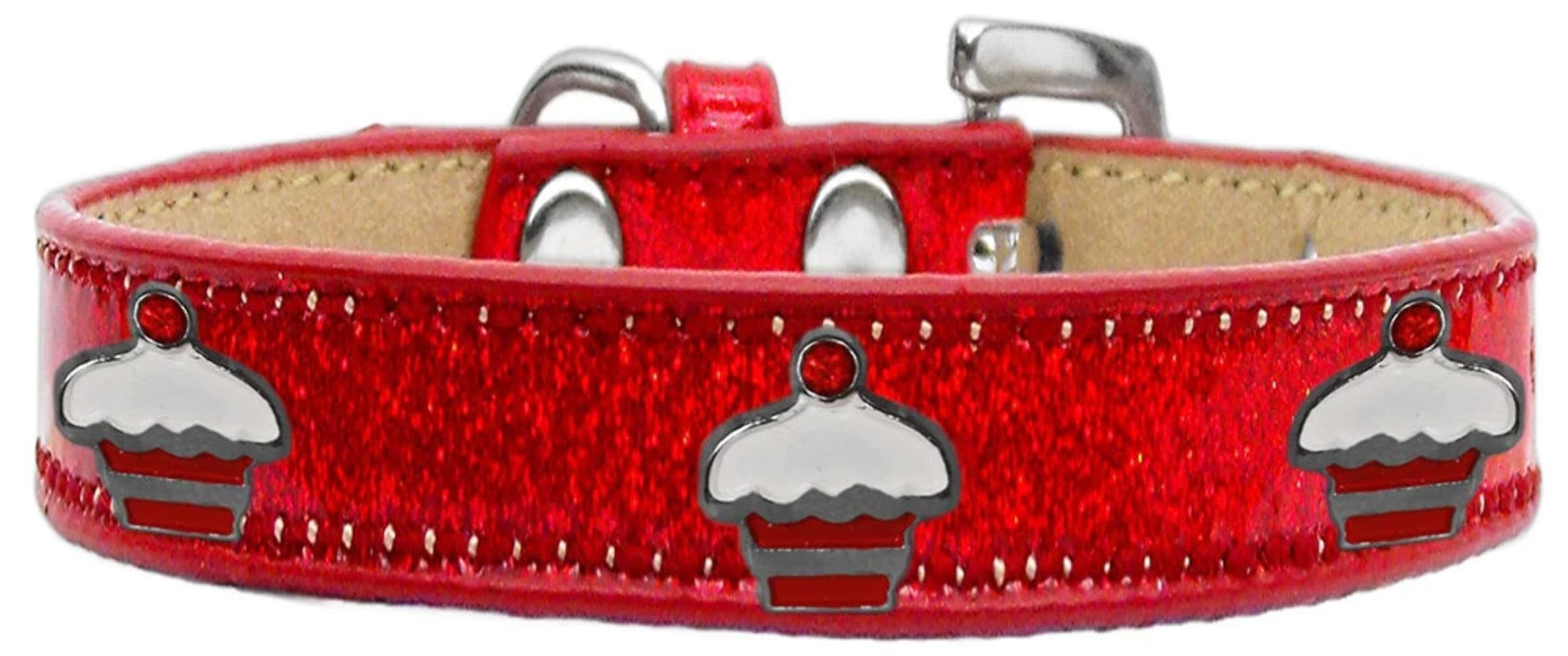 Christmas Dog, Puppy & Pet Widget Ice Cream Collar, Red Cupcake Red 16