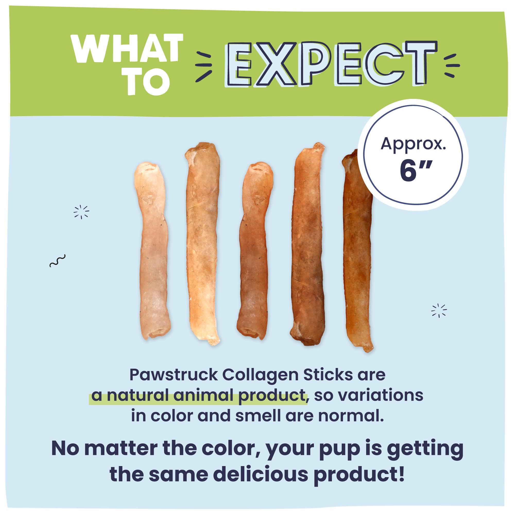 Pawstruck Natural 5-7 Beef Collagen Sticks For Dogs - Long-Lasting Rawhide Alternative, High Protein & Low Fat With Chondroitin