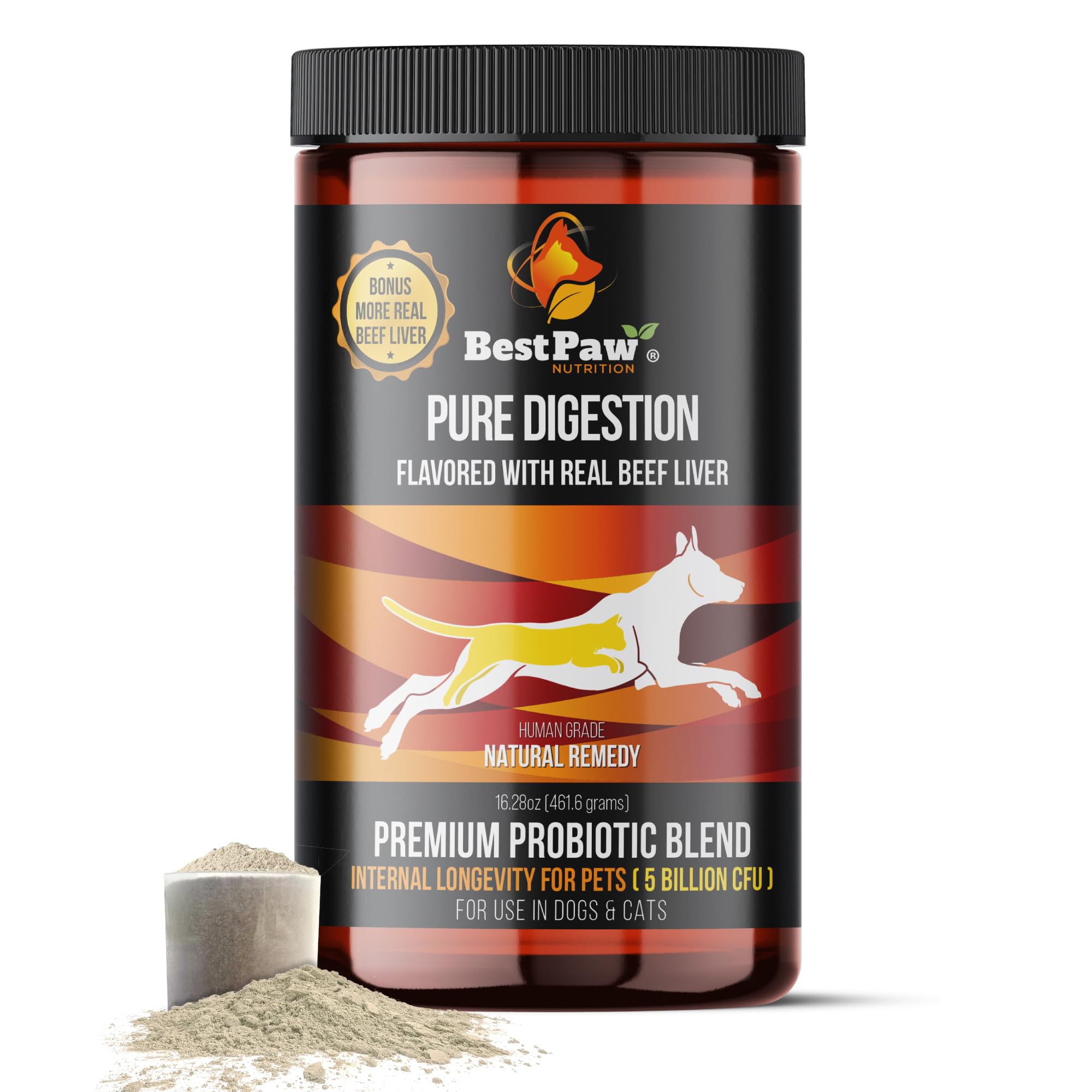 Probiotics for Dogs | Digestive Enzymes and Probiotics Powder | Beef Liver Flavor | Pumpkin, Turmeric and Prebiotic FOS | Gut He