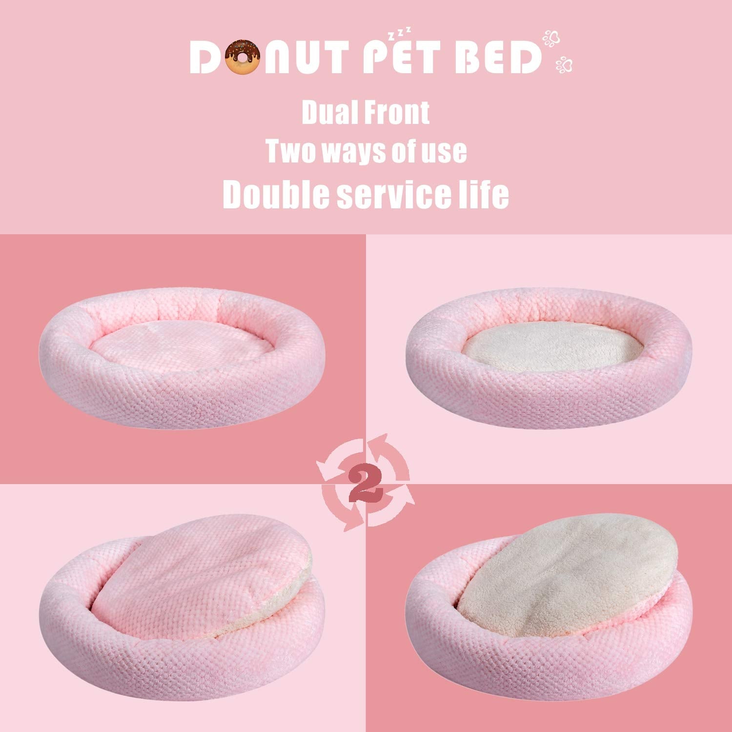 Wonder Miracle Fuzzy Deluxe Pet Beds, Super Plush Dog Or Cat Beds Ideal For Dog Crates, Machine Wash & Dryer Friendly (24' X 24', Pink)