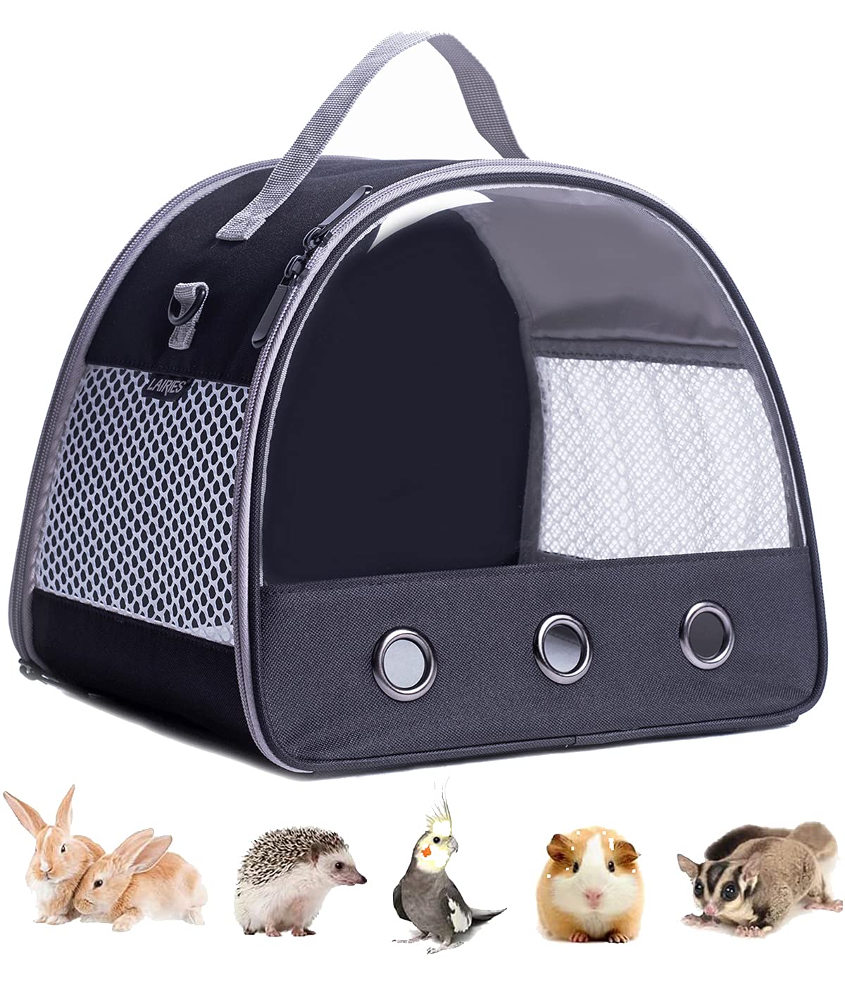 Guinea Pig Carrier Backpack, Clear Bubble Window Backpack For Guinea Pig, Bunny Rat Bird (Black, Carrier)