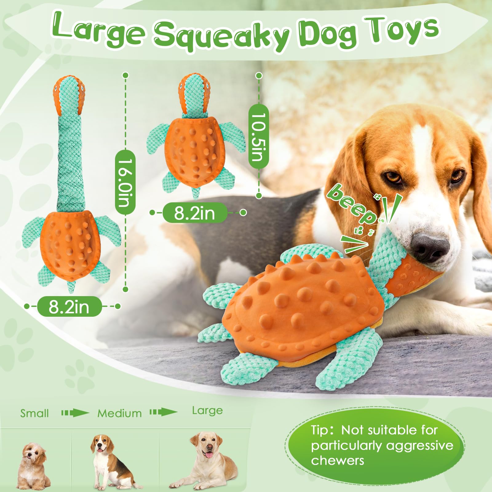 Kachewlulu Large Squeaky Dog Toys - Plush Tug Of War Toy For Small/Medium/Large Dogs Puppy Toys For Teething Training