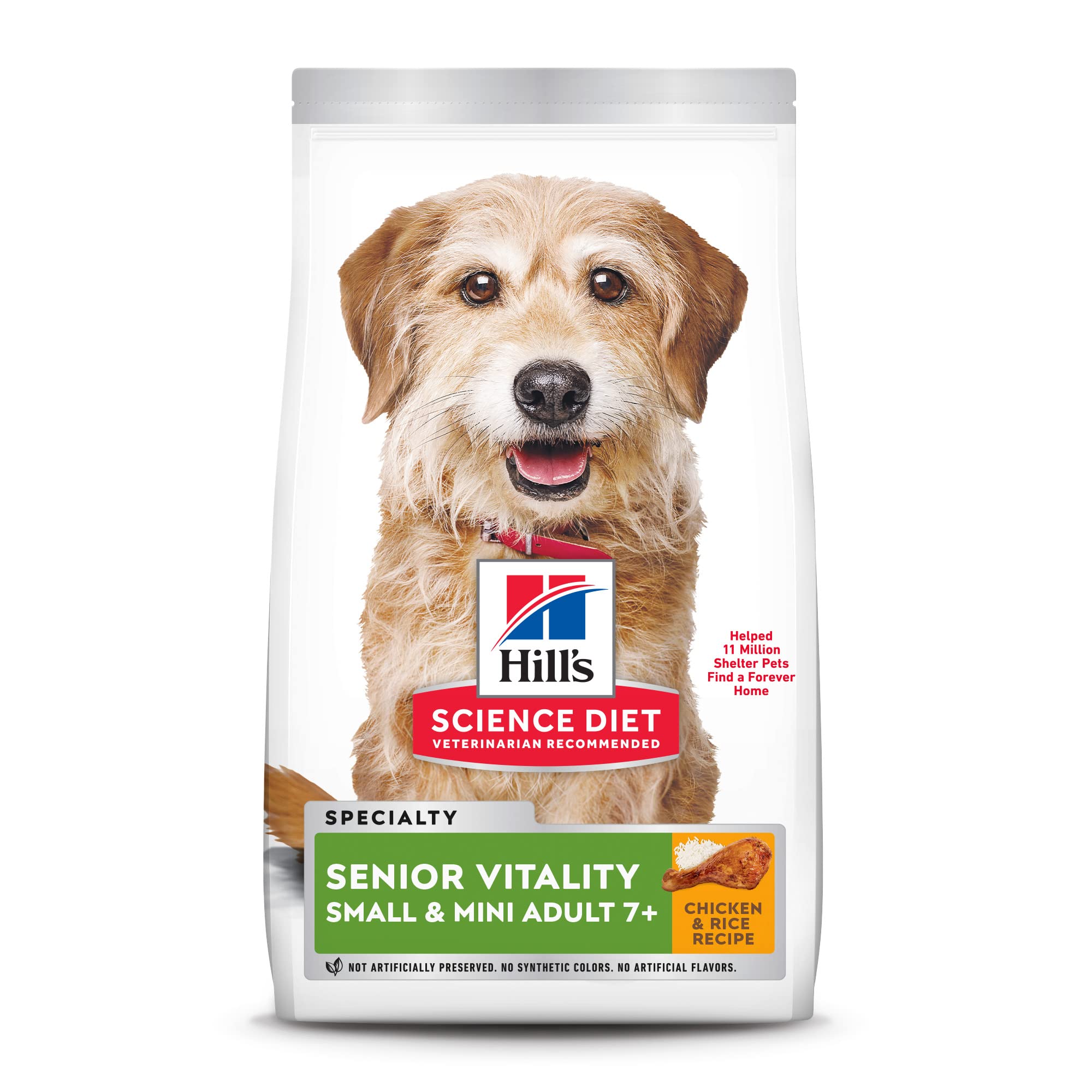 Hills Science Diet Senior Vitality, Senior Adult 7+, Small & Mini Breeds Senior Premium Nutrition, Dry Dog Food, Chicken & Rice